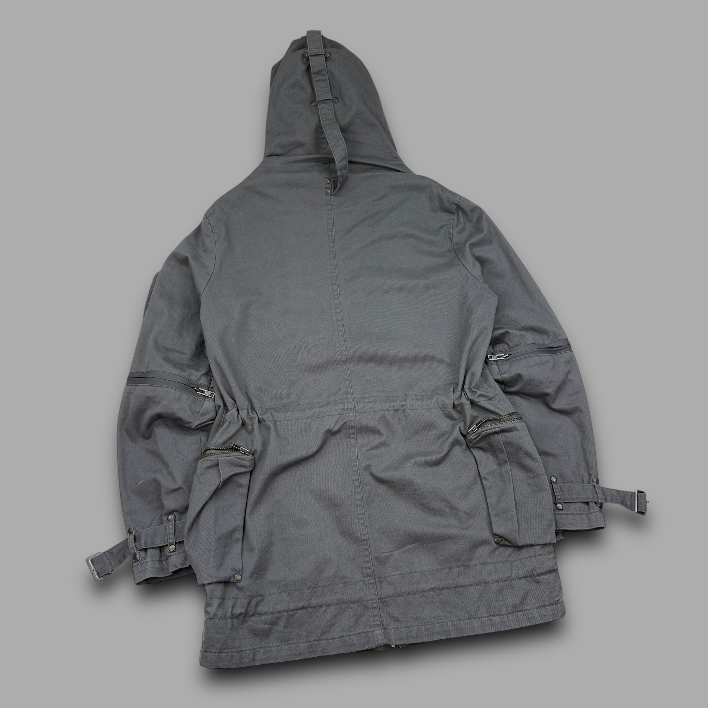 All saints 2000's technical multi-pocket zip-up cobra parka jacket (M)