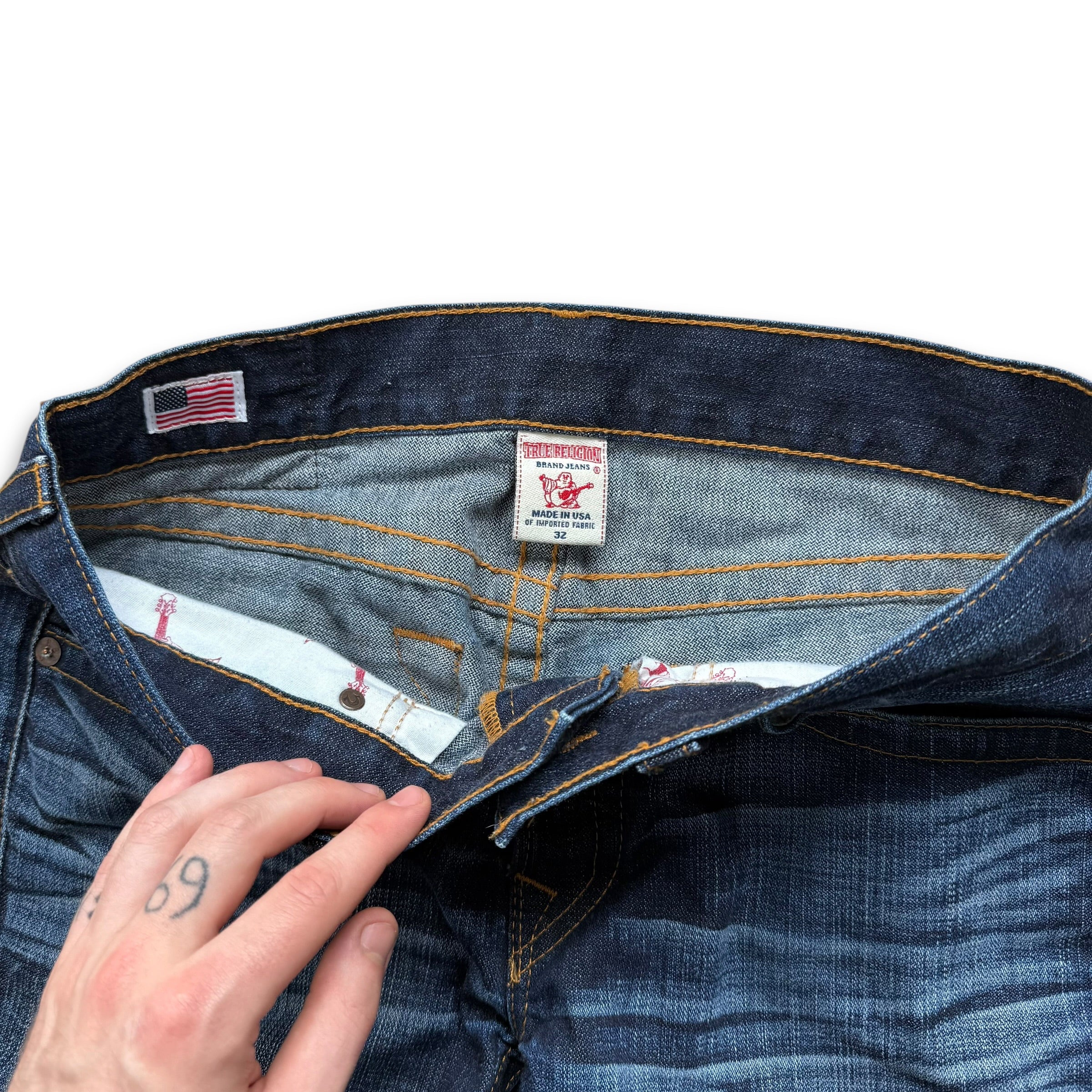 True religion 2000's twisted denim straight leg jeans (S)