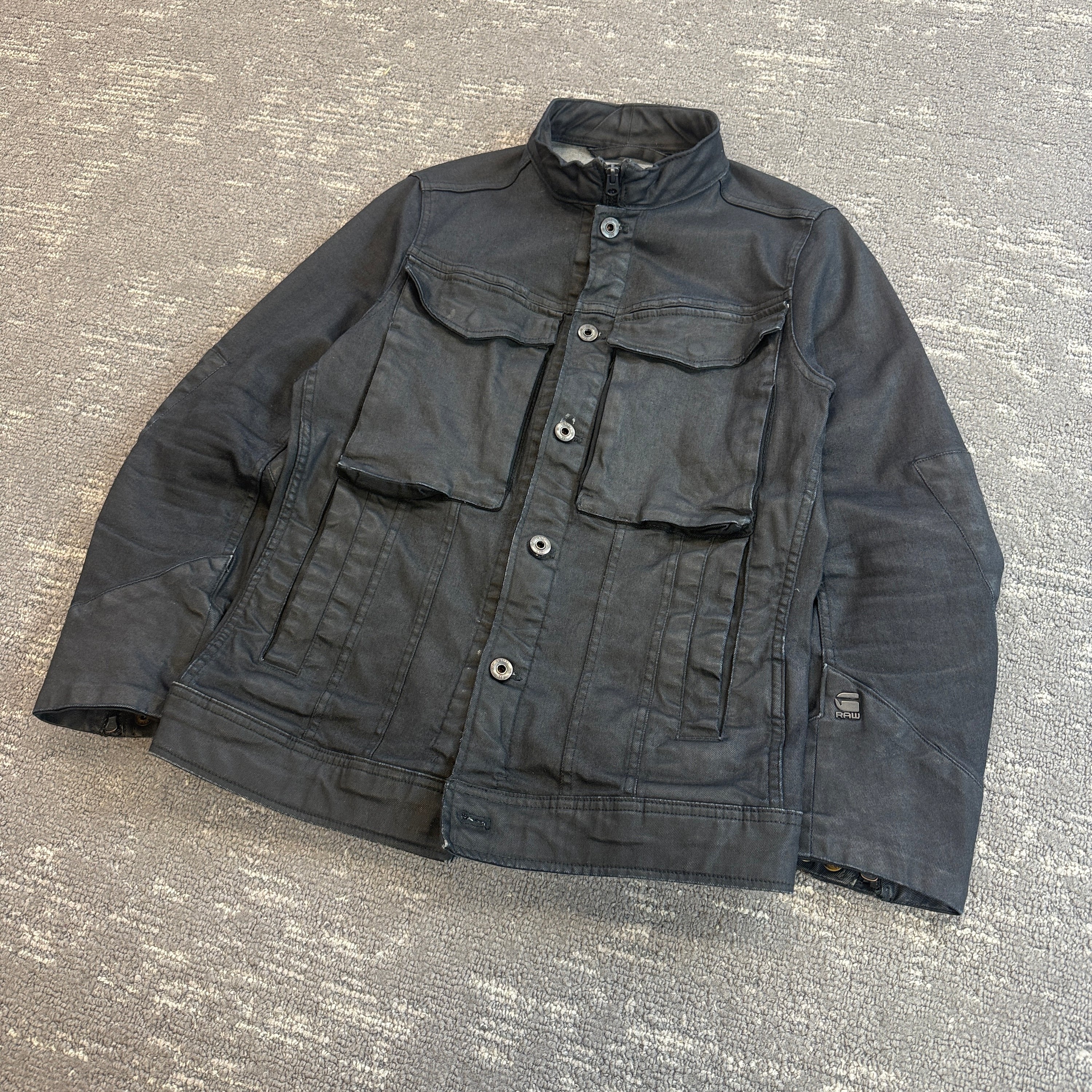 Gstar RAW multi-pocket zip up military wax jacket (S)