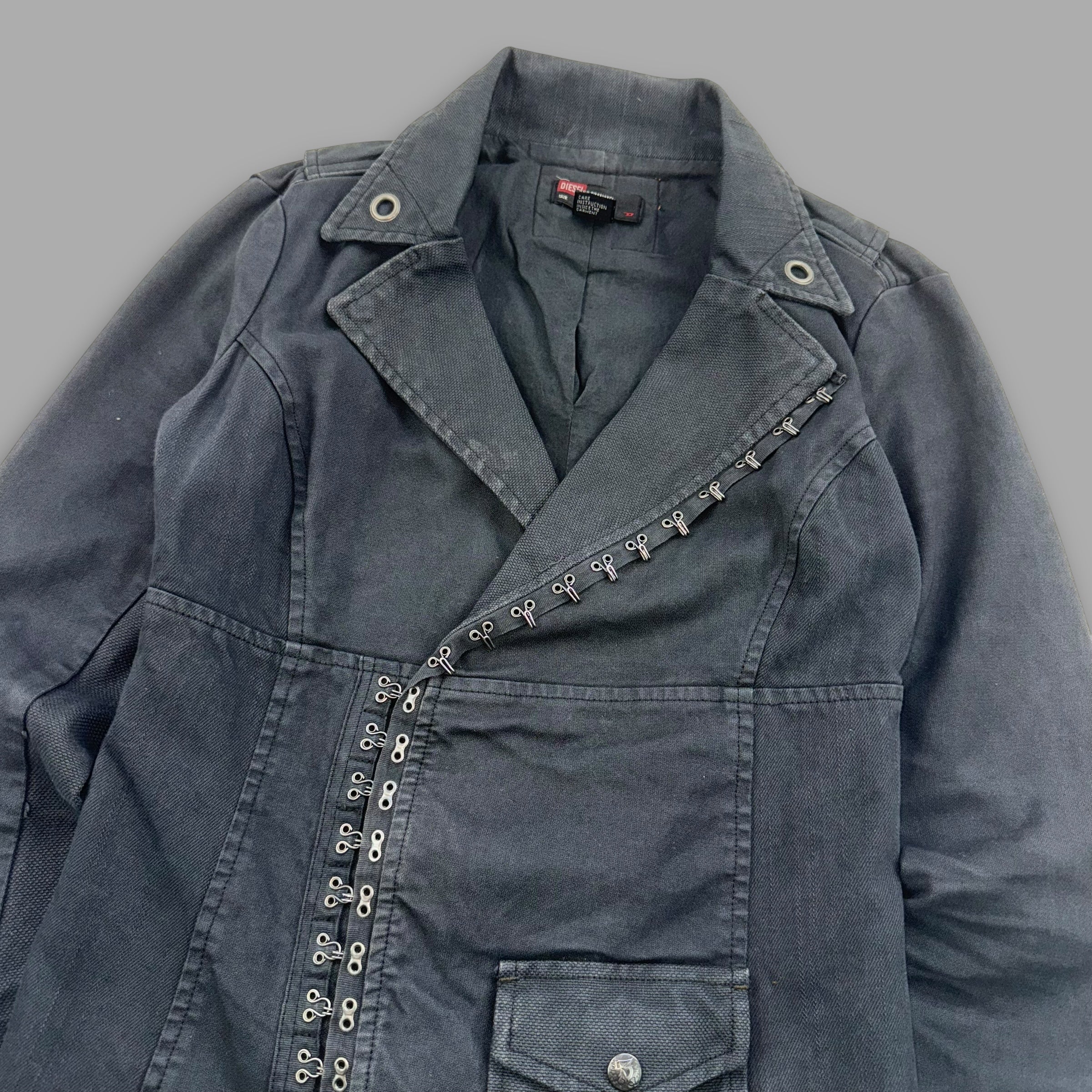 Diesel 2000's technical asymmetrical metal closure nylon jacket (S) wms