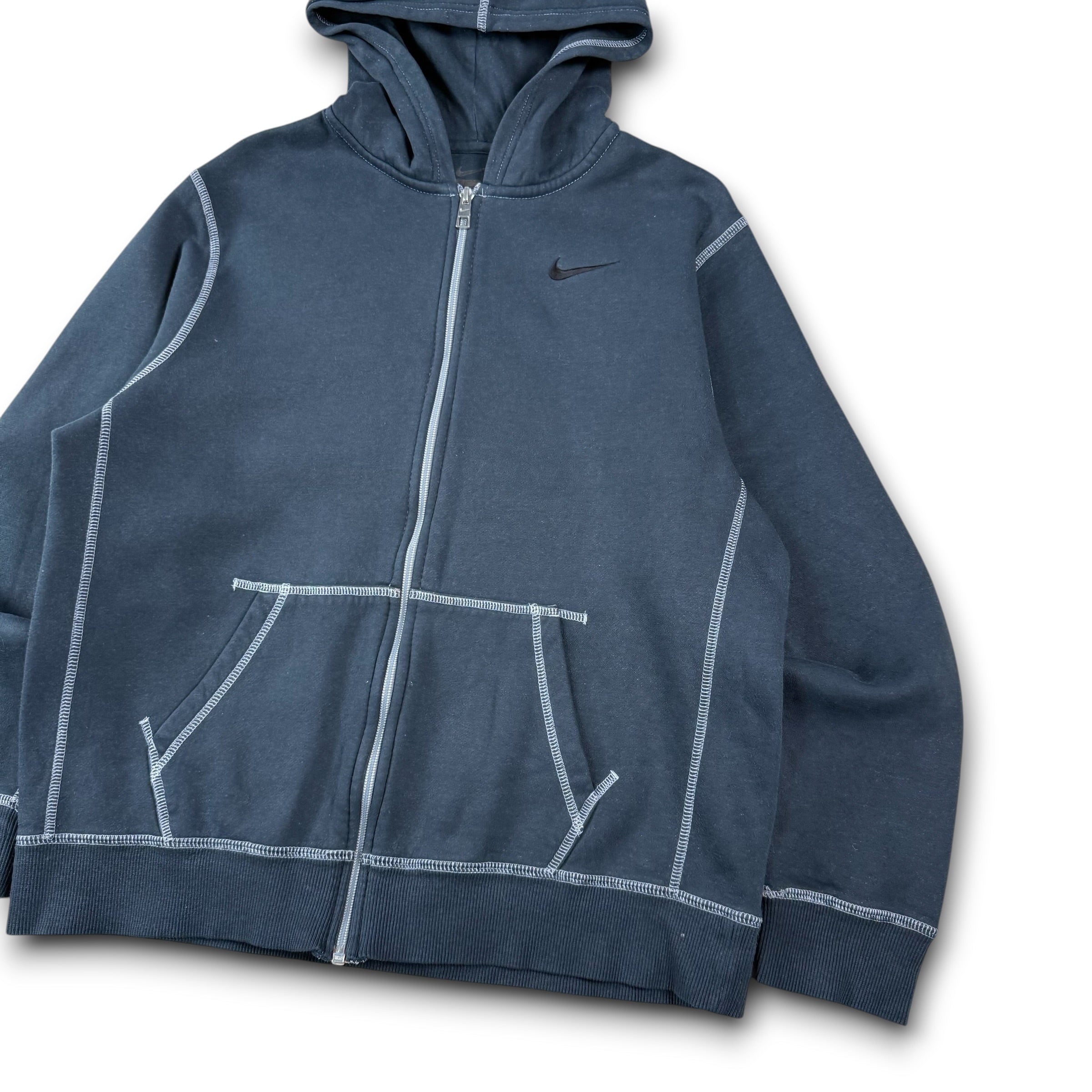 Nike 2000's contrast stitch embroidered zip up hoodie (S)