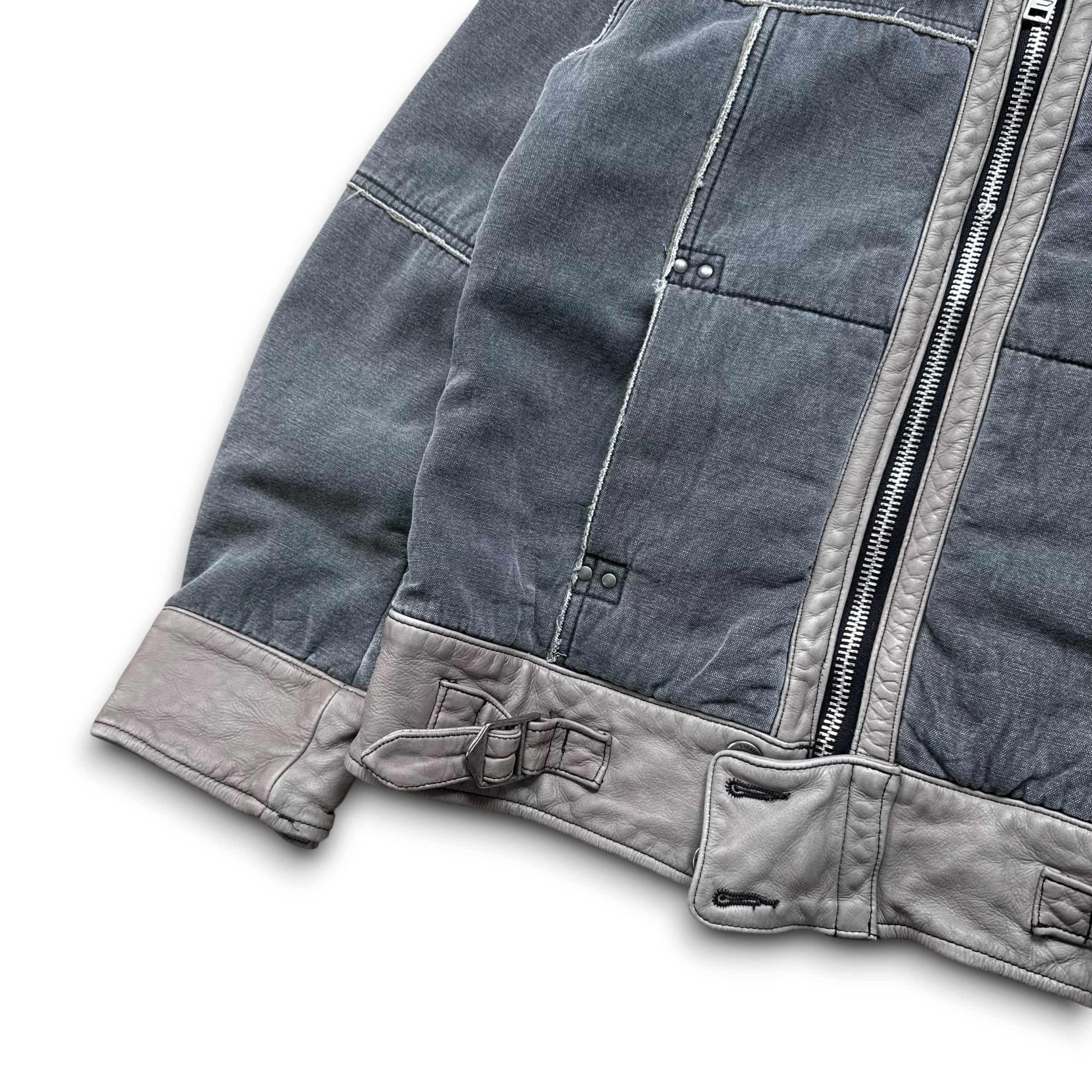 Diesel 2000's distressed panelled fitted high collar jacket (S)