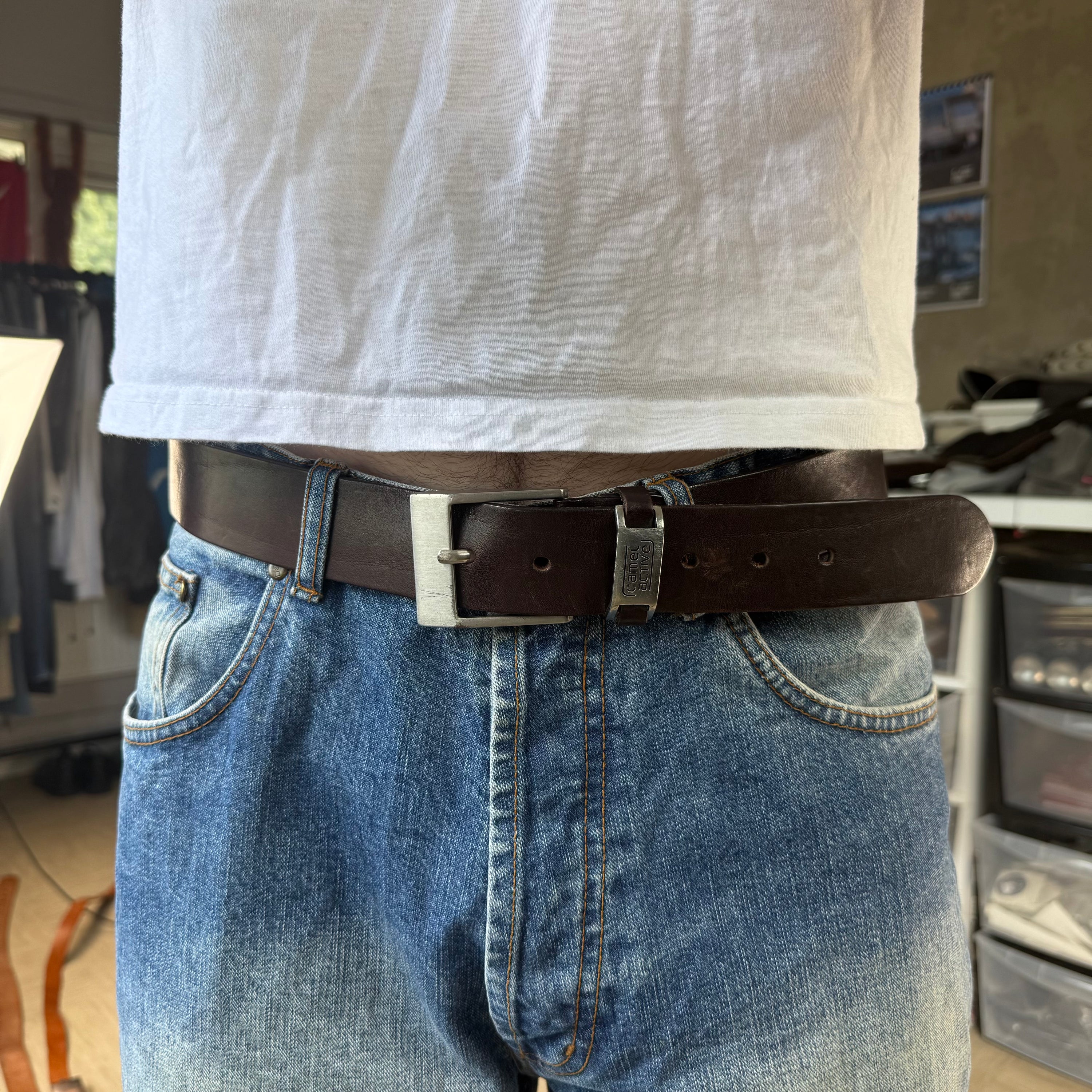 Camel active 2000's brown leather belt (OS)