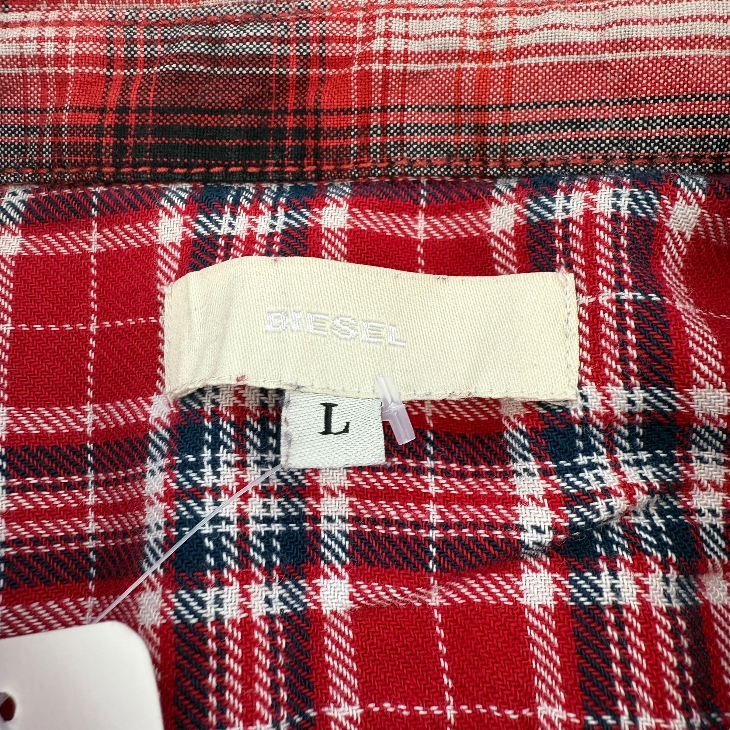 Diesel 2000's plaid patchwork button up shirt (L)