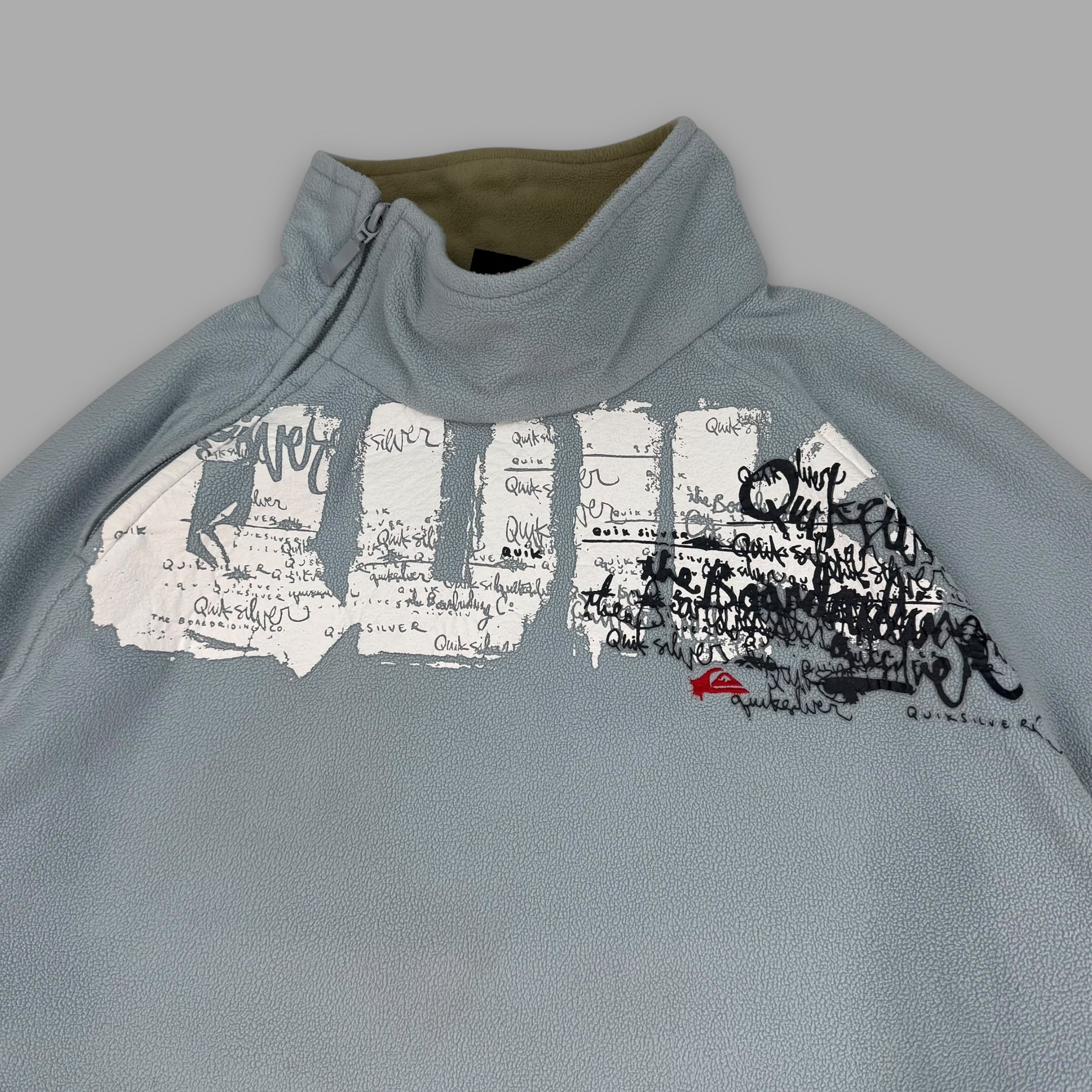Quiksilver 2000's technical asymmetrical zip graphic spellout fleece (L)