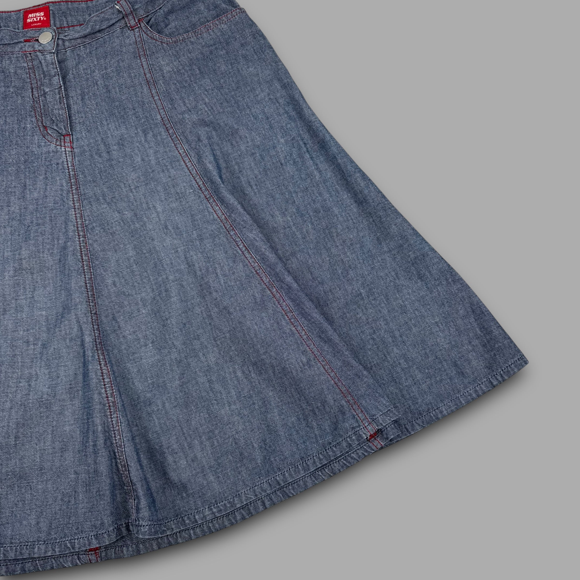 Miss sixty 2000's contrast stitch pleated denim skirt (L) wms