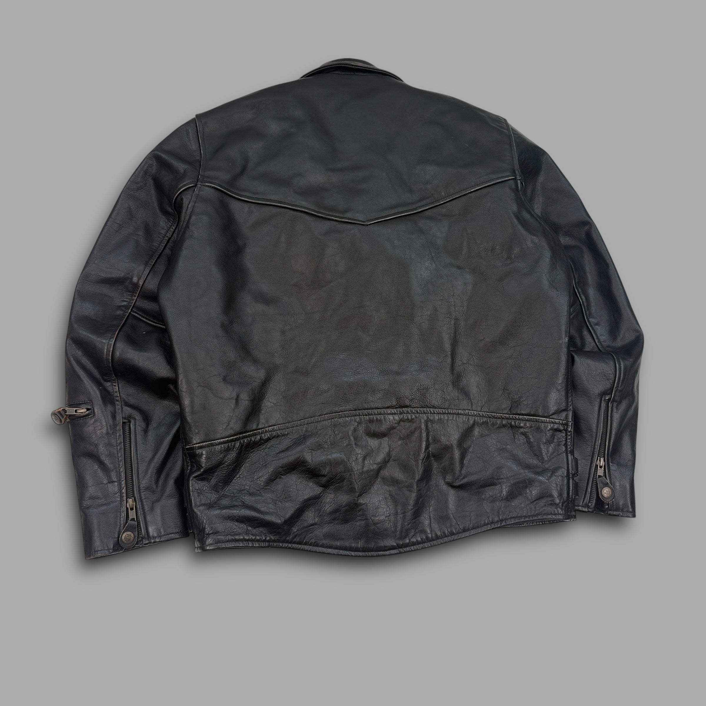 City of leather 'straight to hell' style leather biker jacket (L)