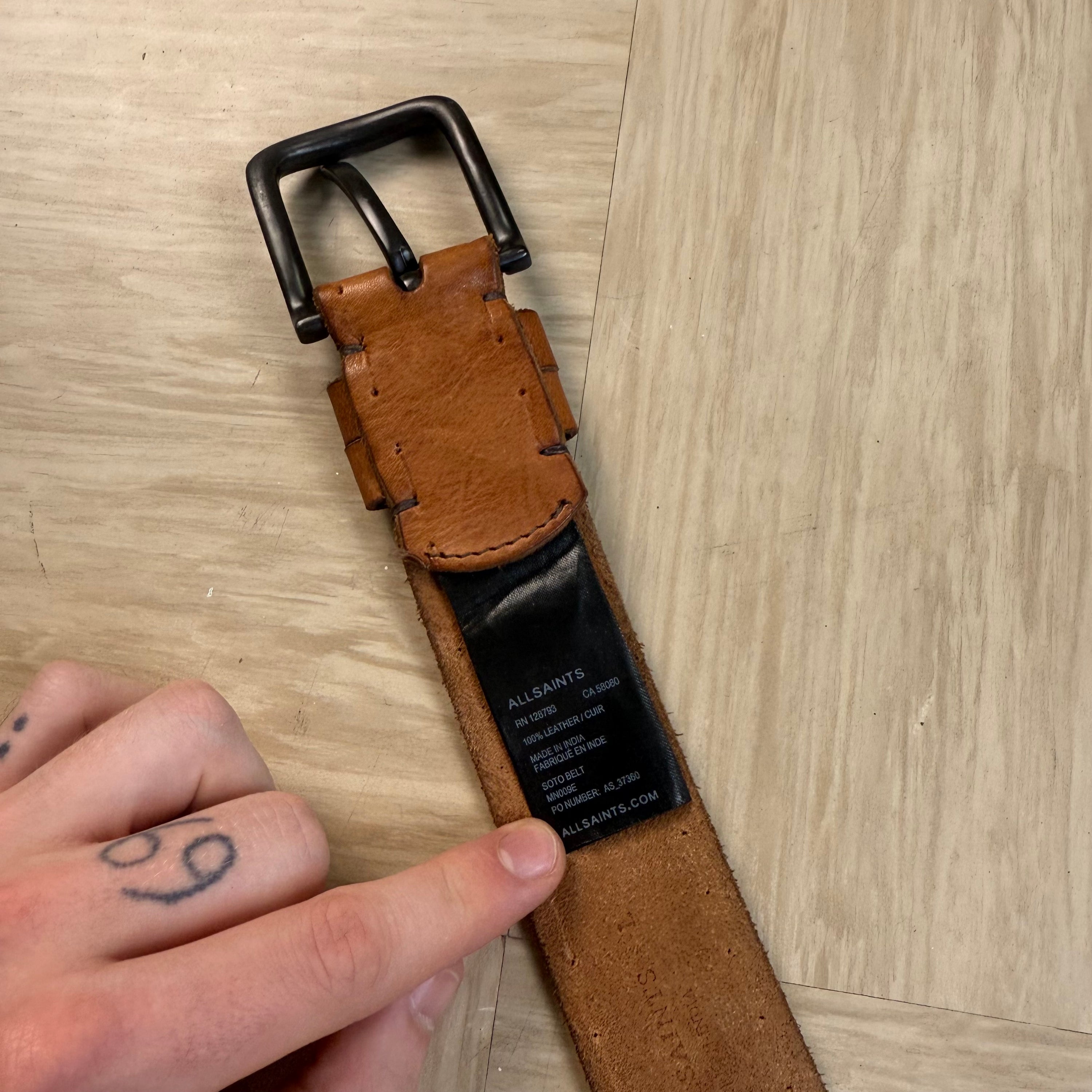 Allsaints 2000's light brown leather belt (OS)