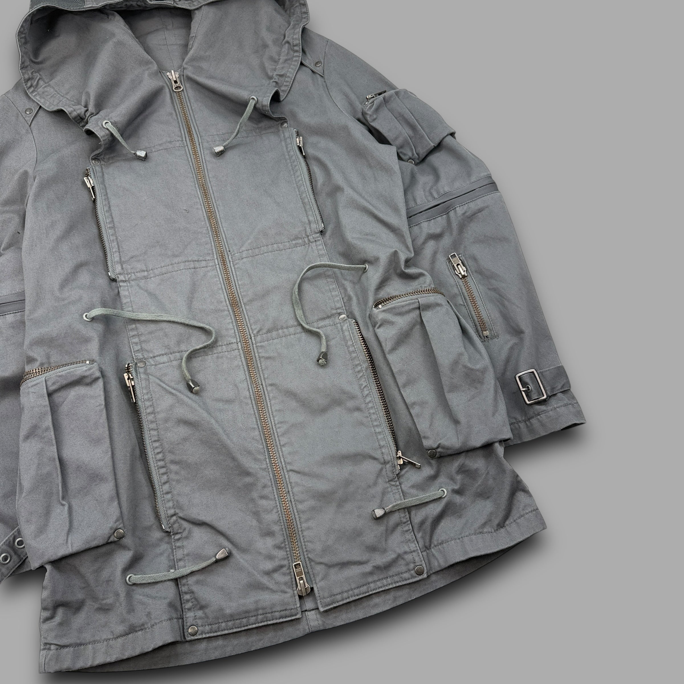 All saints 2000's technical multi-pocket zip-up cobra parka jacket (M)