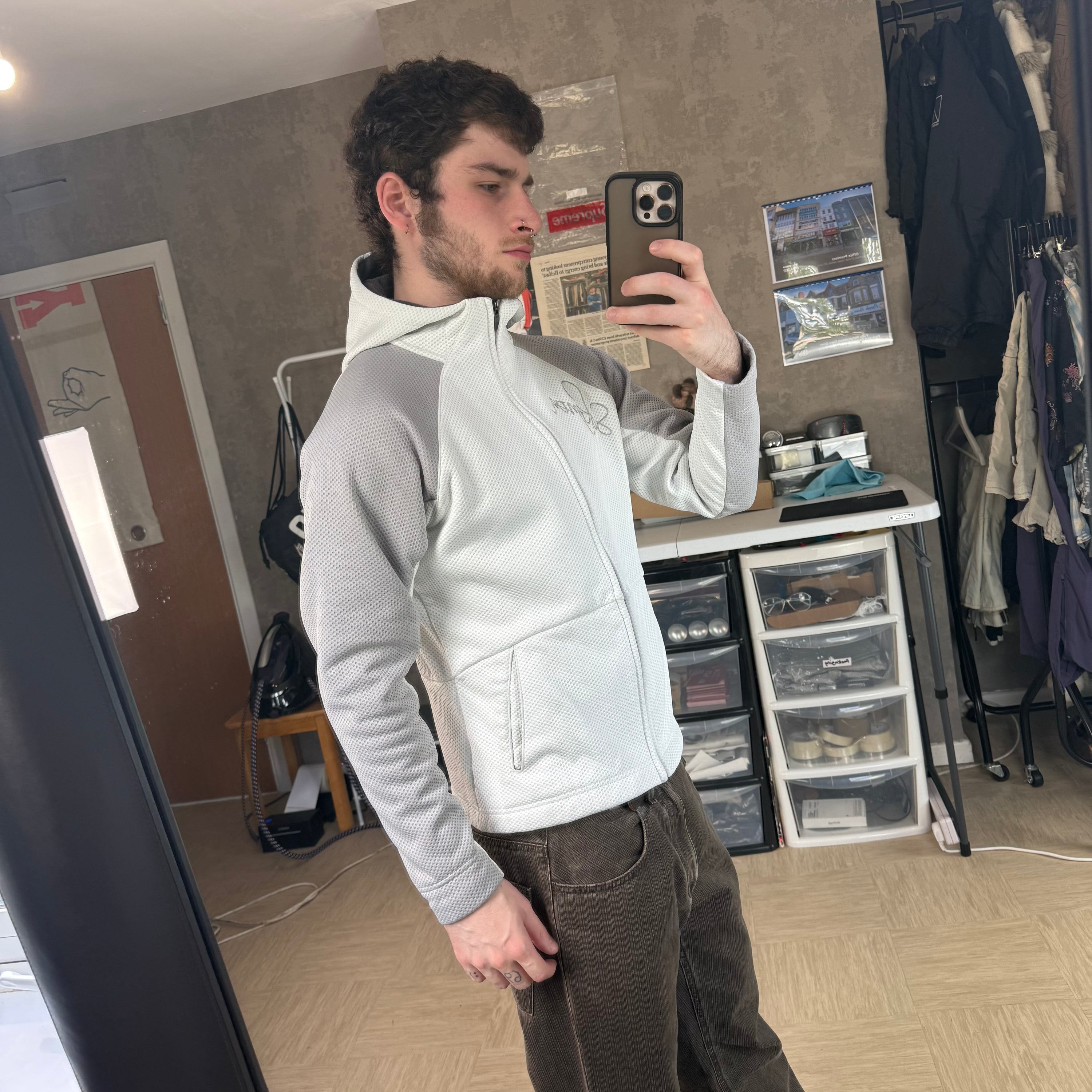 Salomon 2006 technical motomesh embroidered zip up hoodie (S)