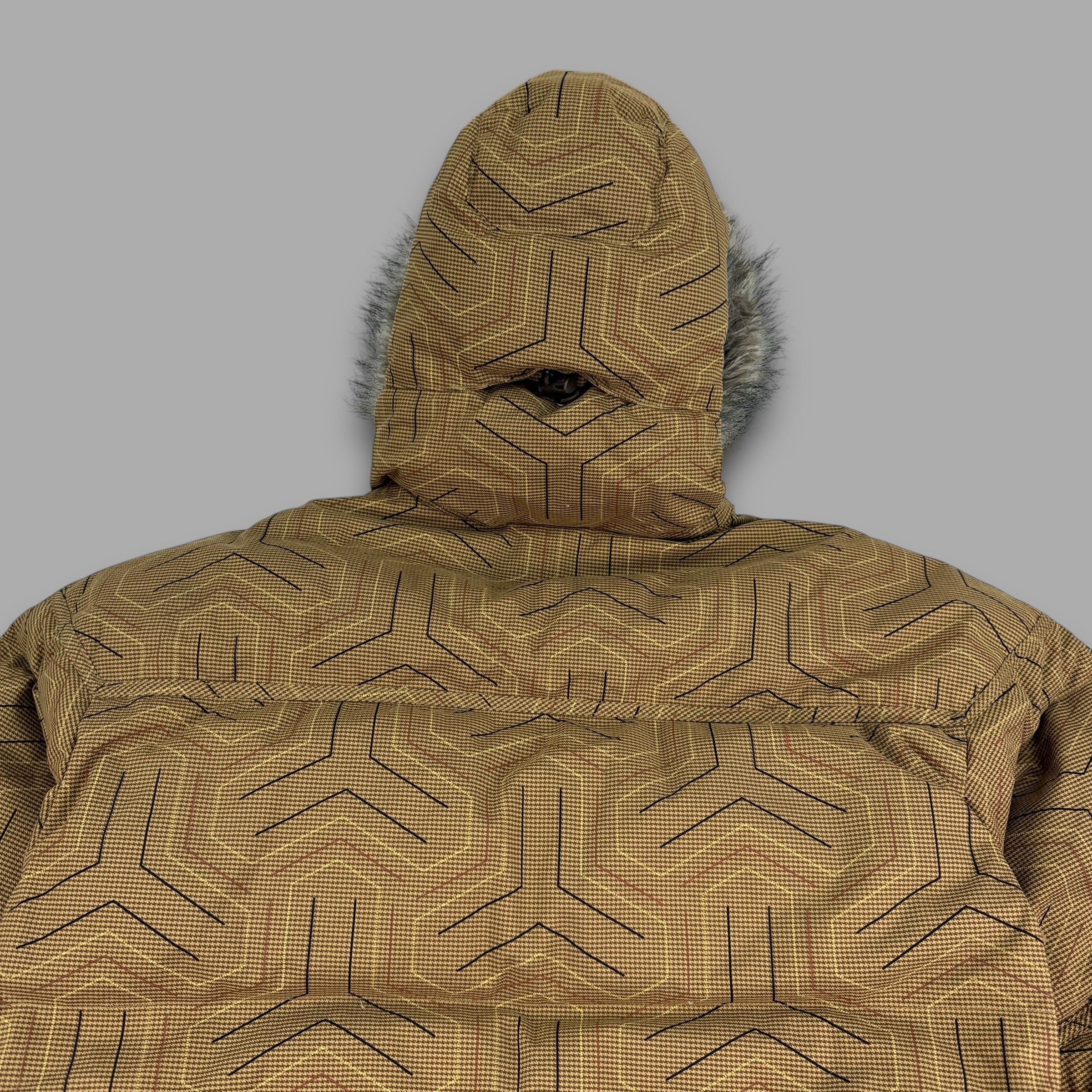 Burton 2000's technical vented monogram ski jacket with fur hood (L)