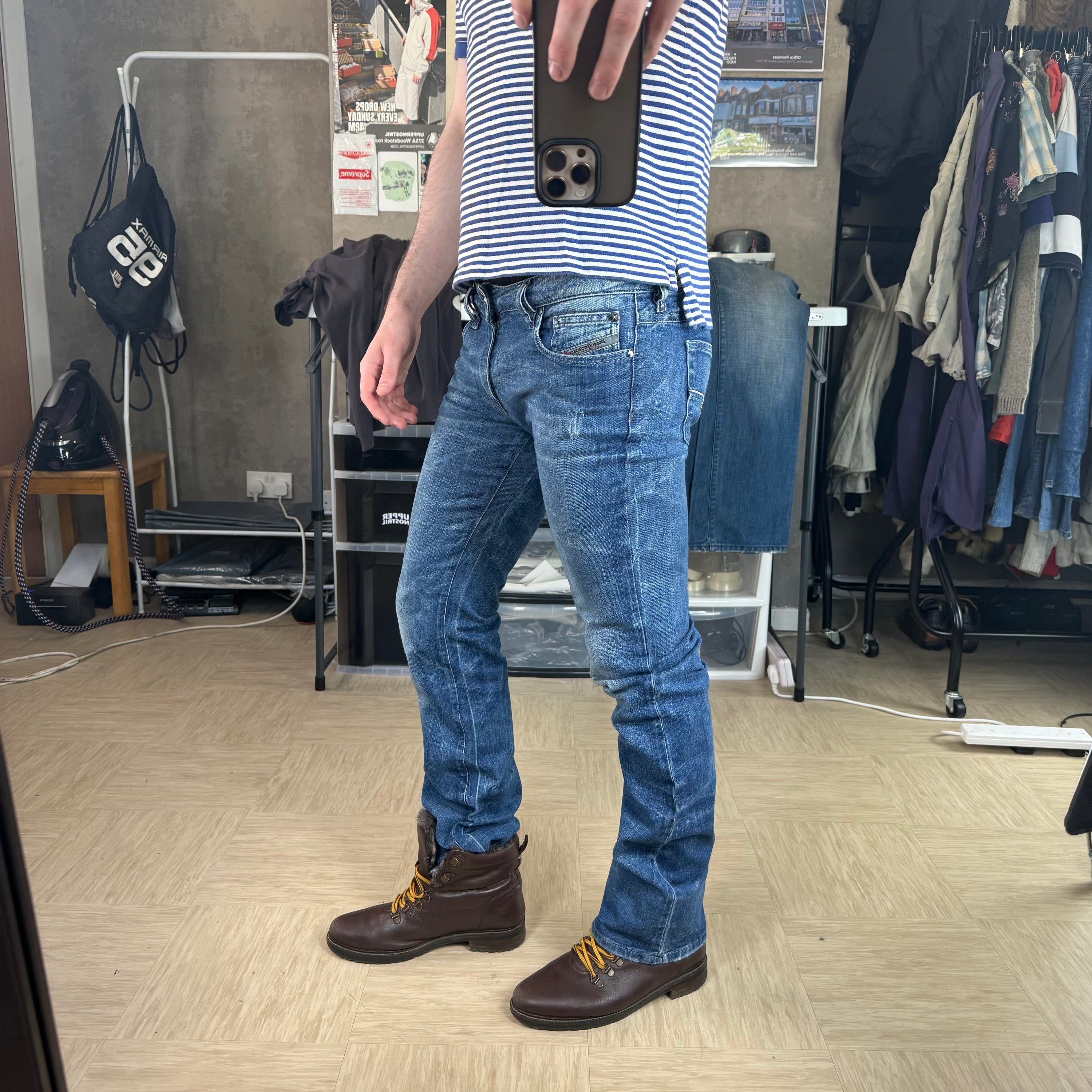Diesel 2000's fitted washed denim ronhary bootcut jeans (S)
