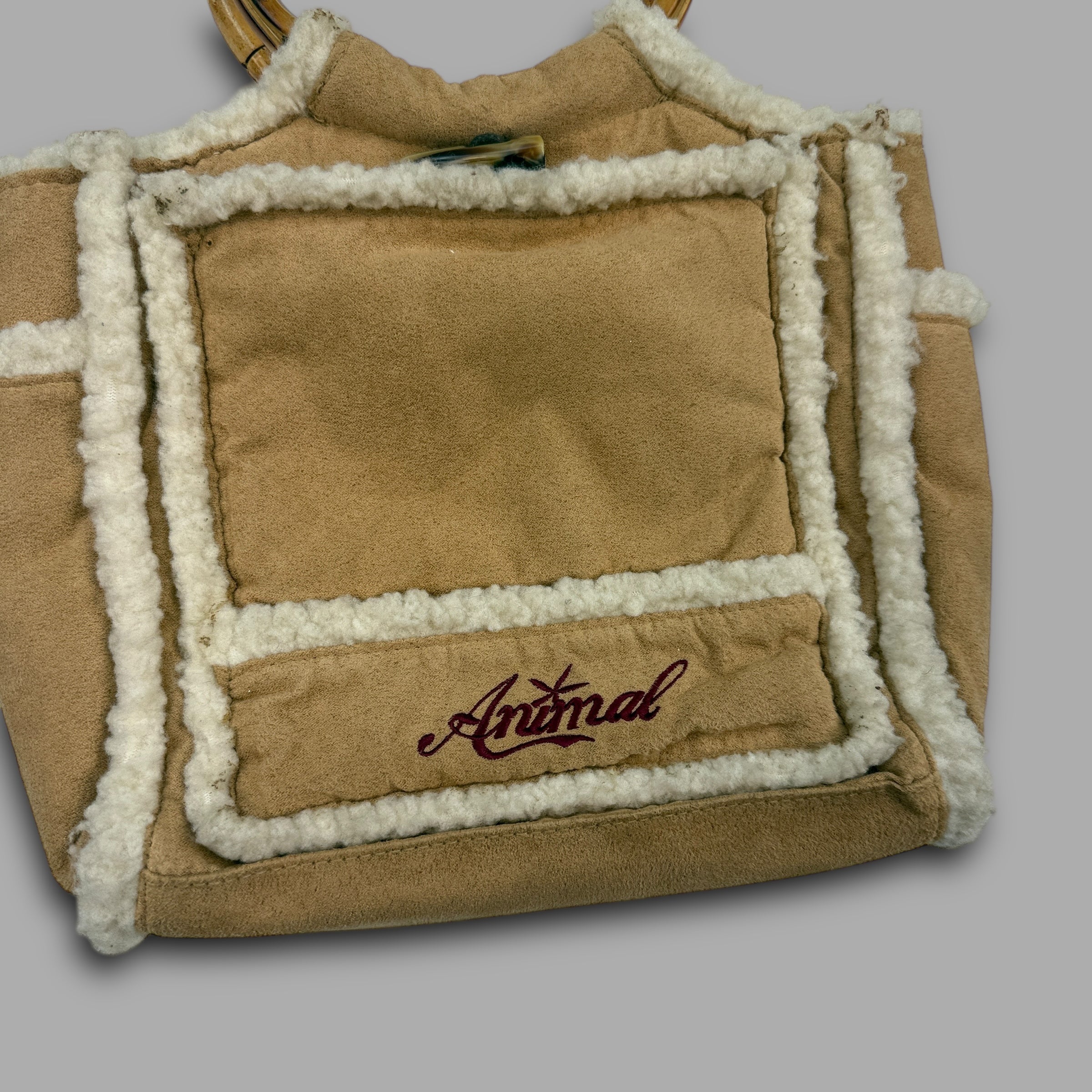 Animal suede handbag with bamboo handles (OS) wms