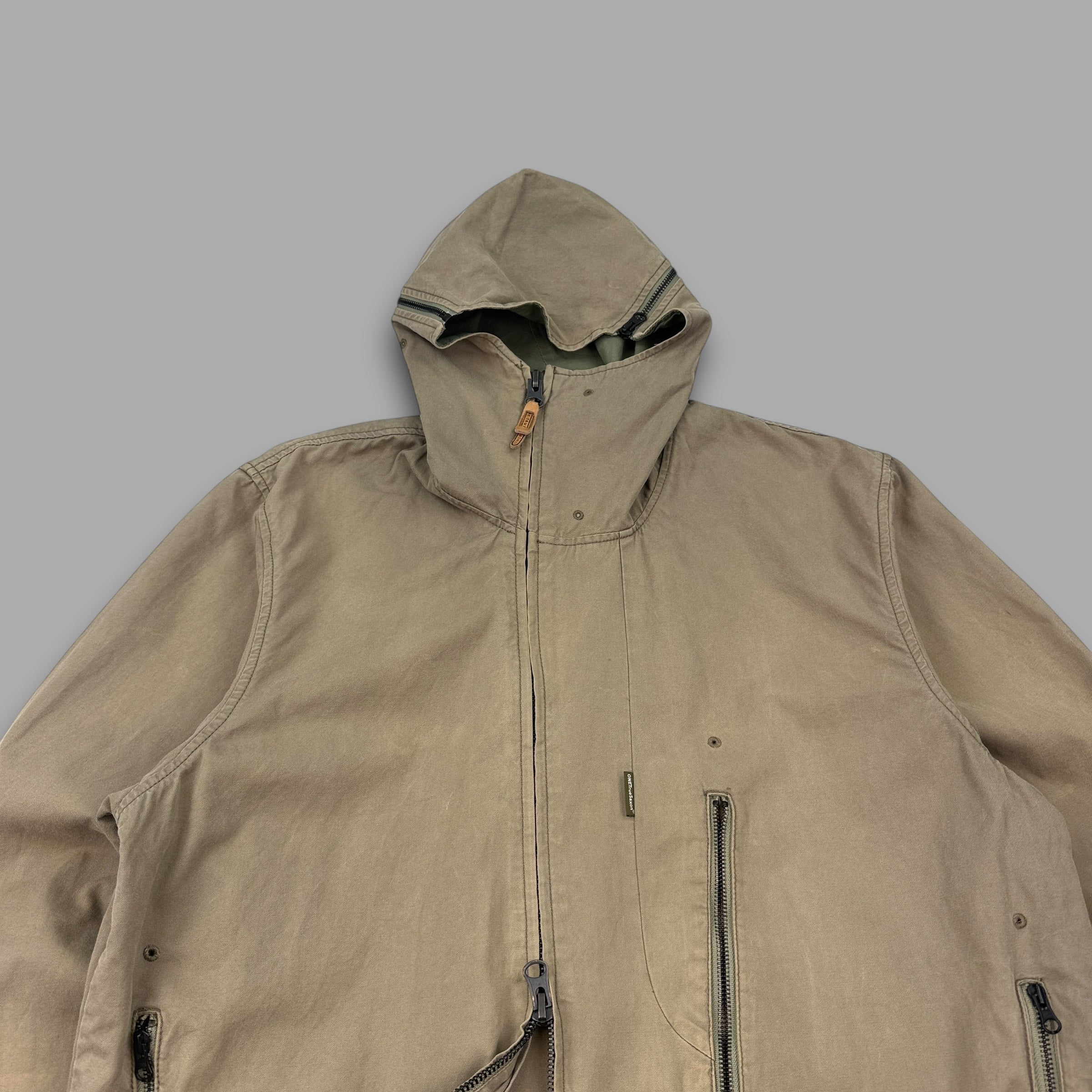 One true Saxon 2000's technical asymmetrical zip multi-pocket jacket (XL)
