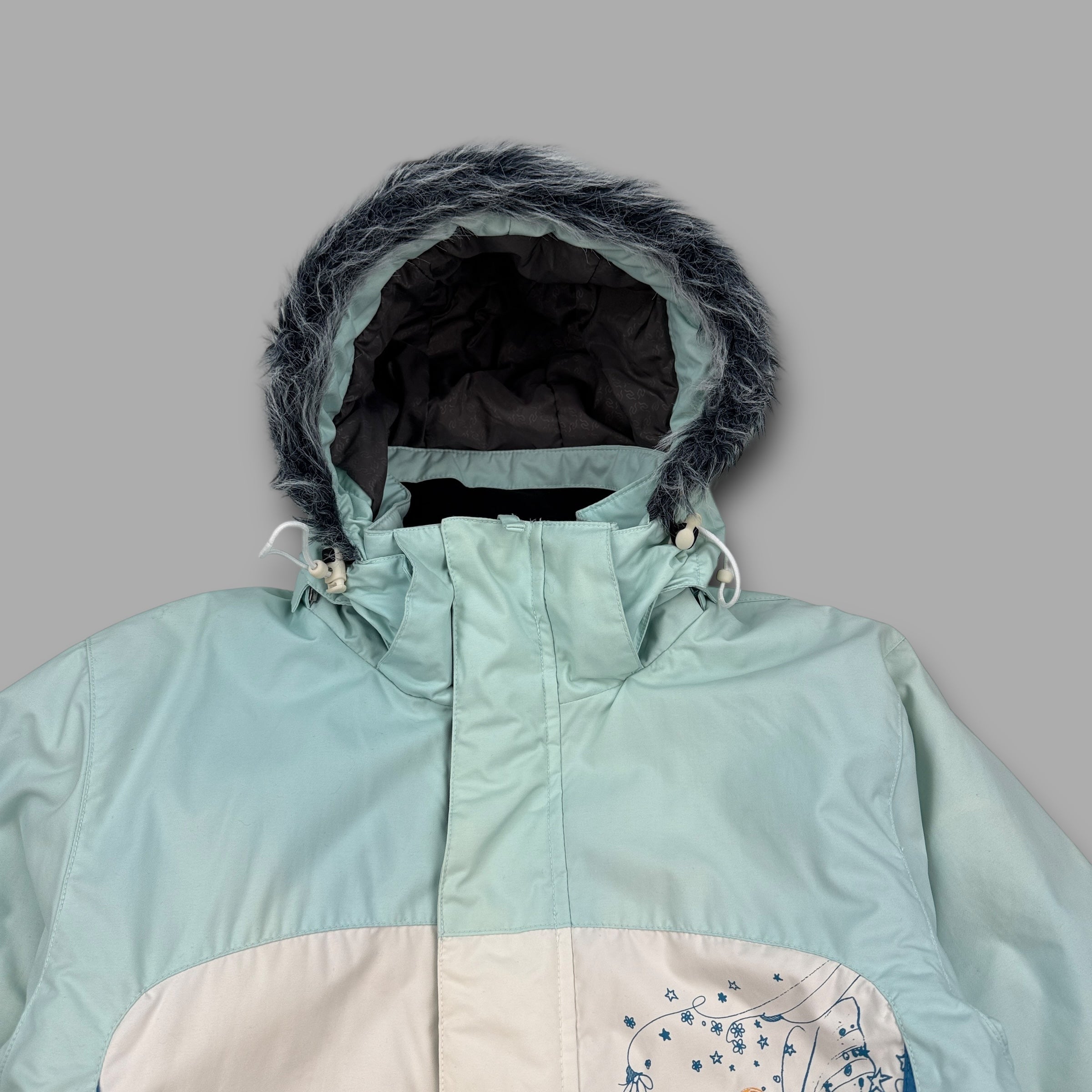 Billabong 2000's technical panelled fur hood ski jacket (XL) wms