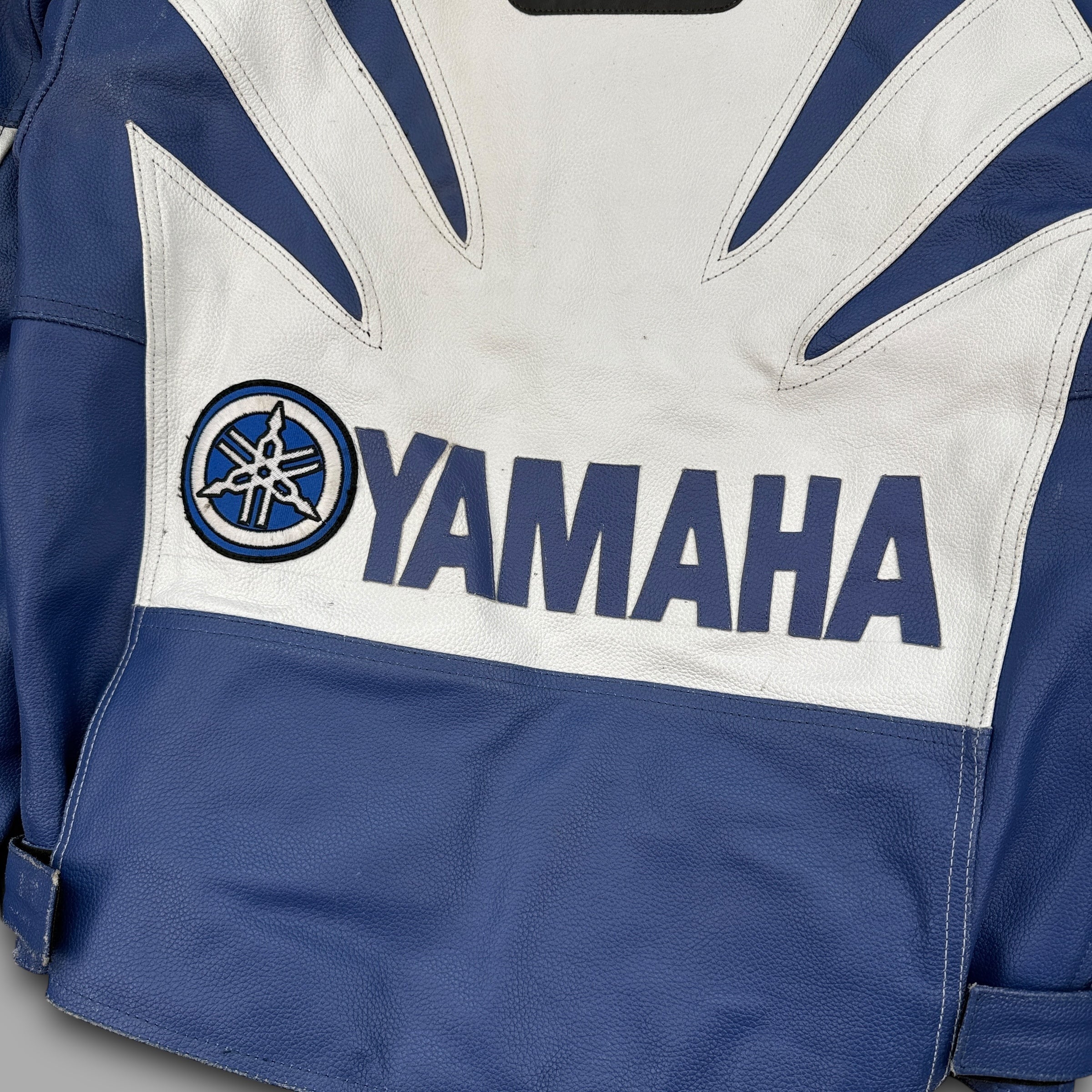 Yamaha 2000's leather padded full-zip biker racing jacket (M-L)