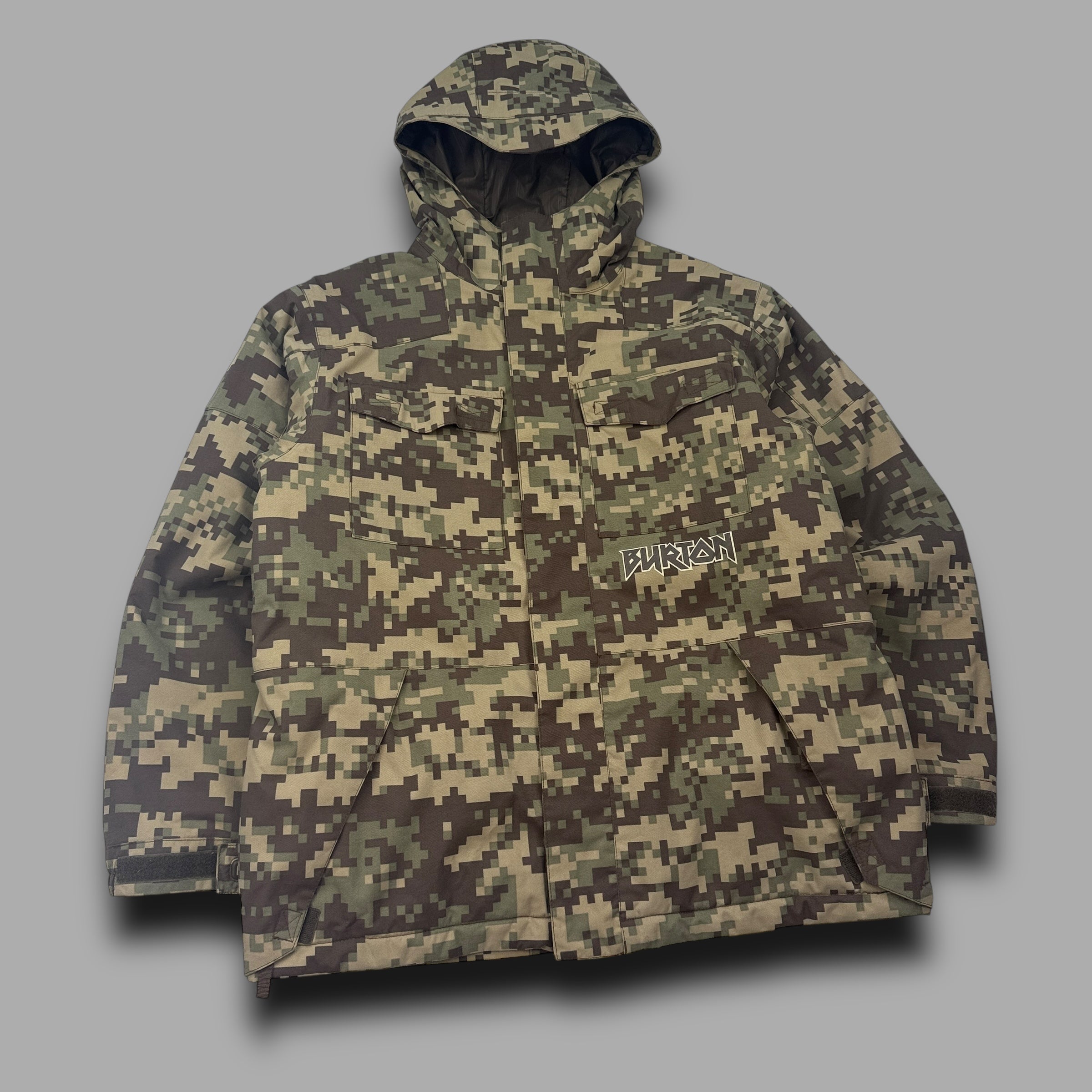 Burton 2000's technical multi-pocket camo ski jacket (S)