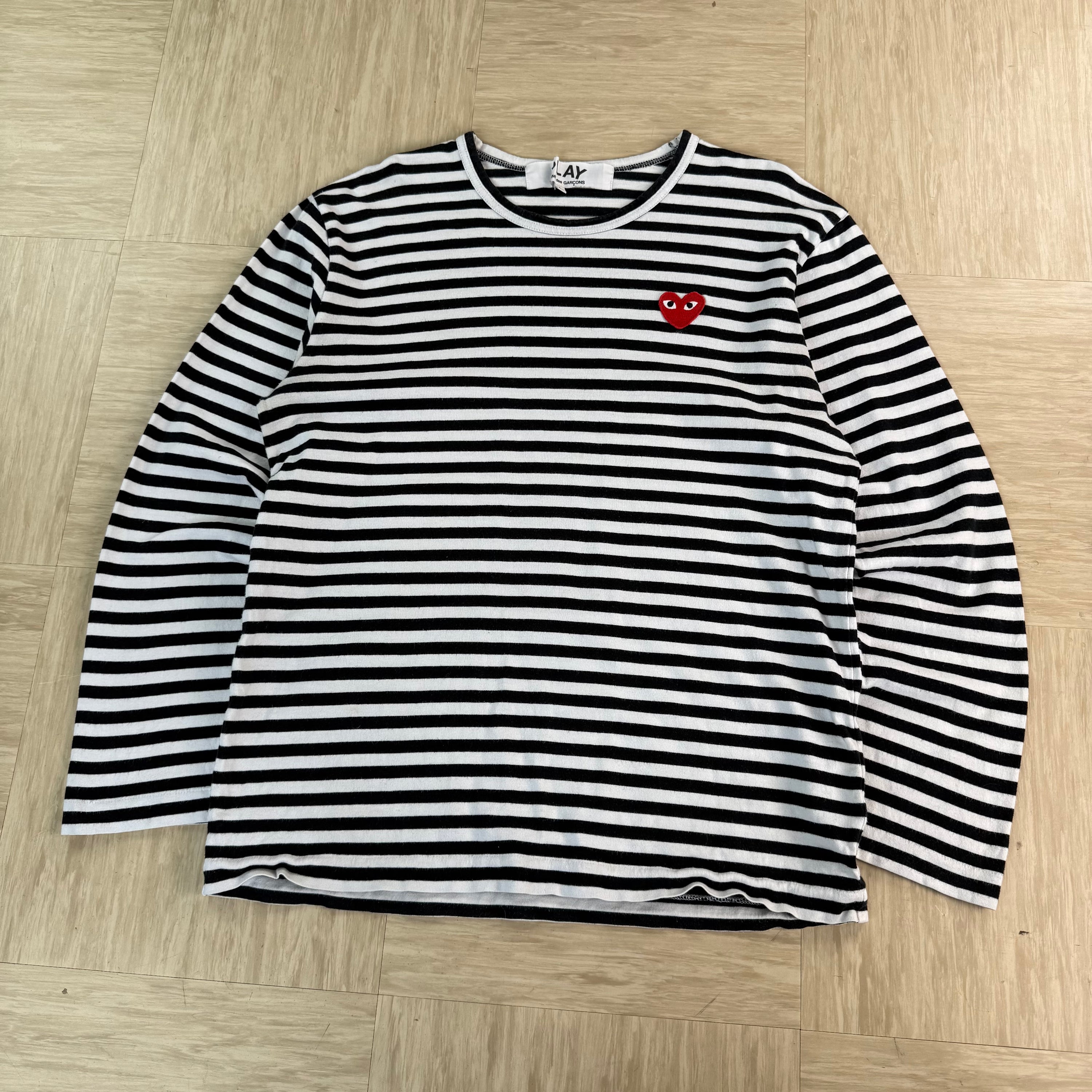 Comme des garçons 2000's play striped pullover long sleeve tee (L)