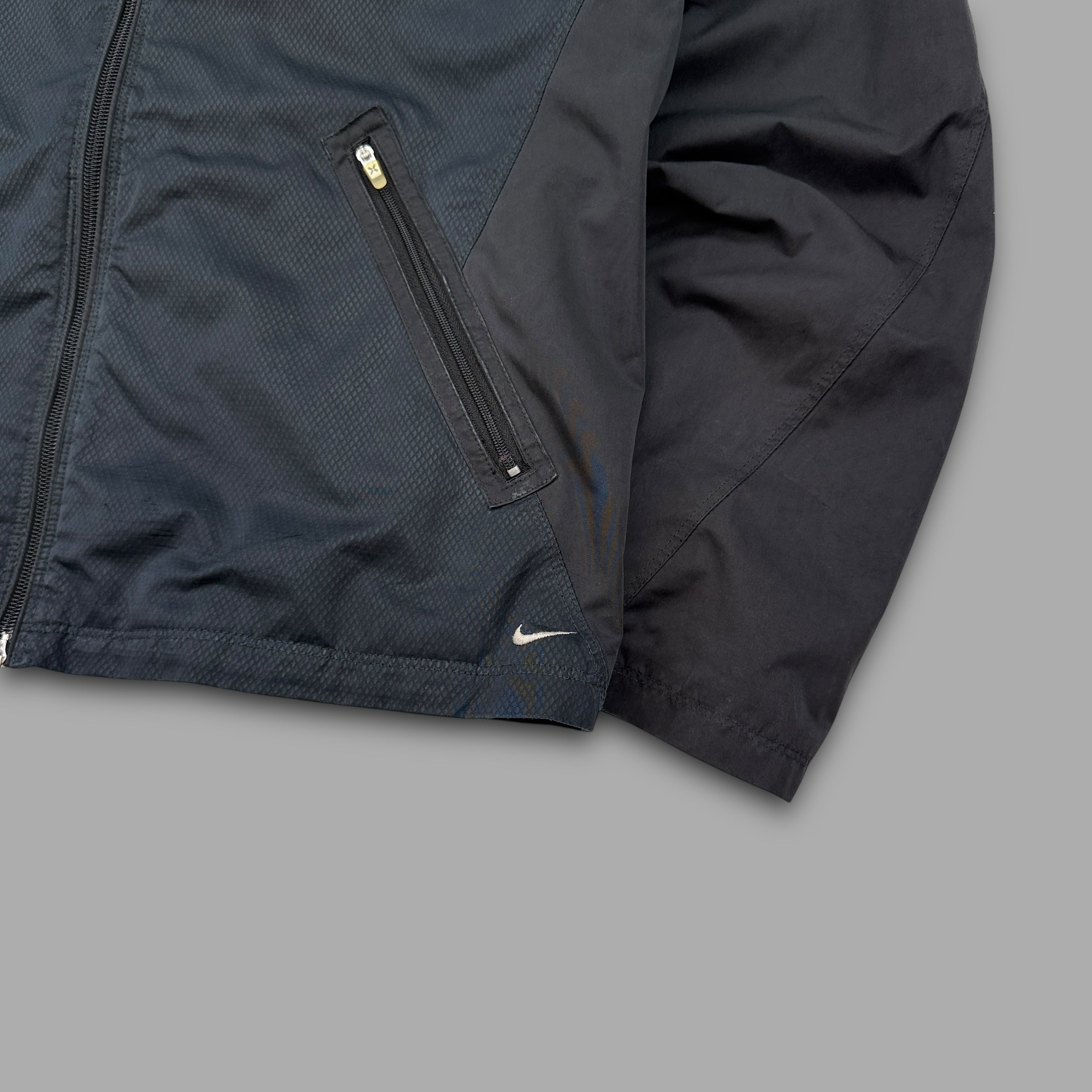 Nike clima-fit 2000's technical panelled softshell multi-pocket track jacket (S)