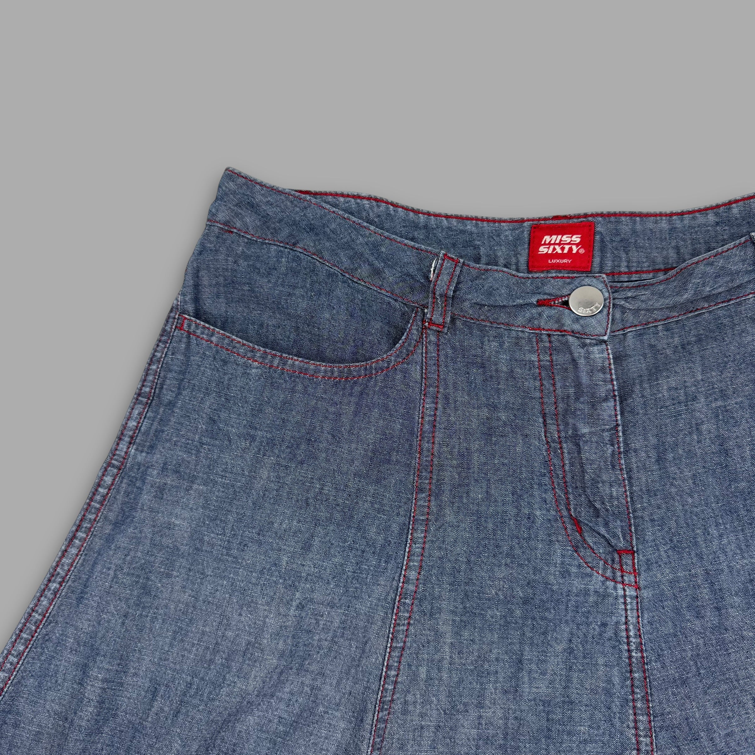 Miss sixty 2000's contrast stitch pleated denim skirt (L) wms