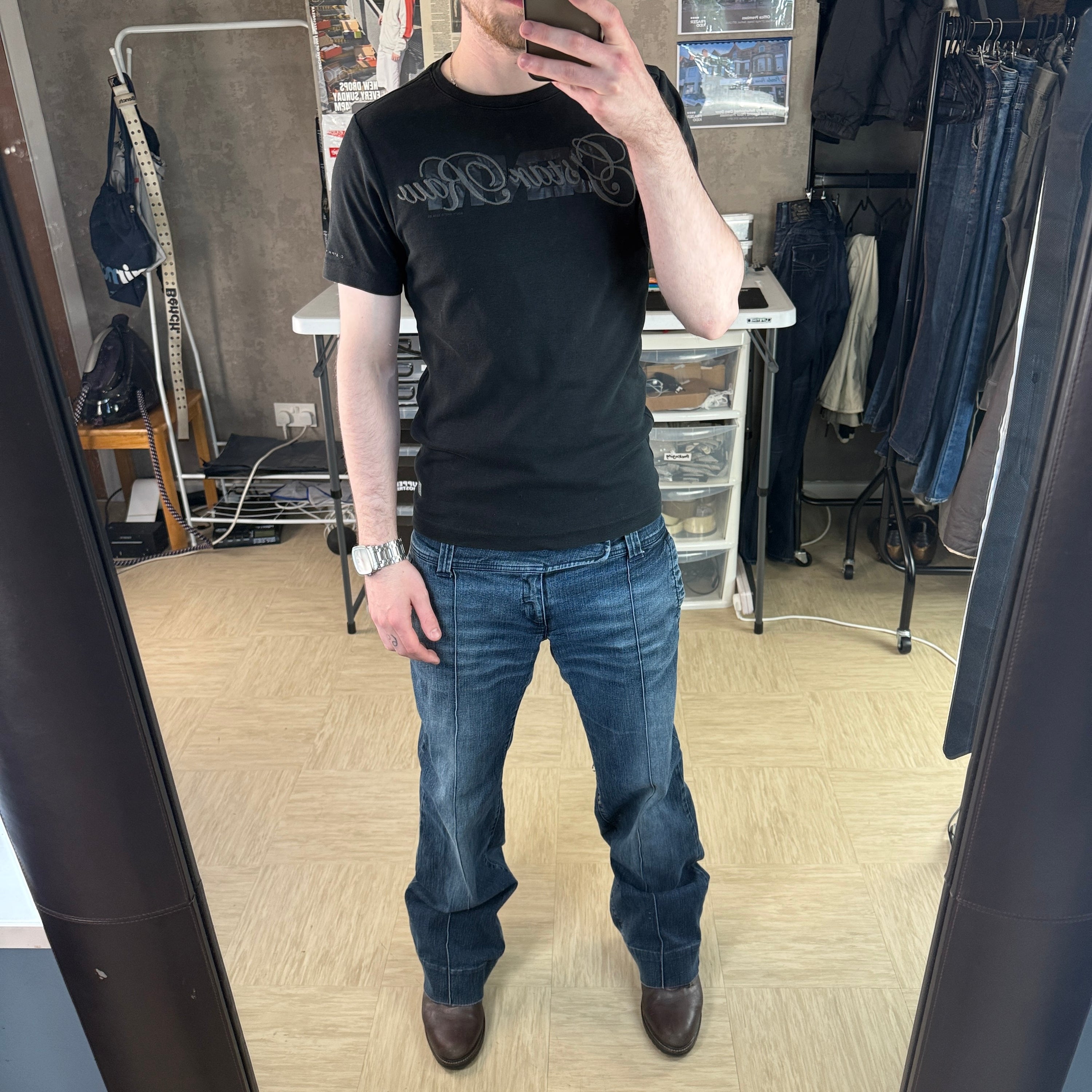 Gstar raw 2000's embroidered printed graphic muscle fit spellout tee (S)