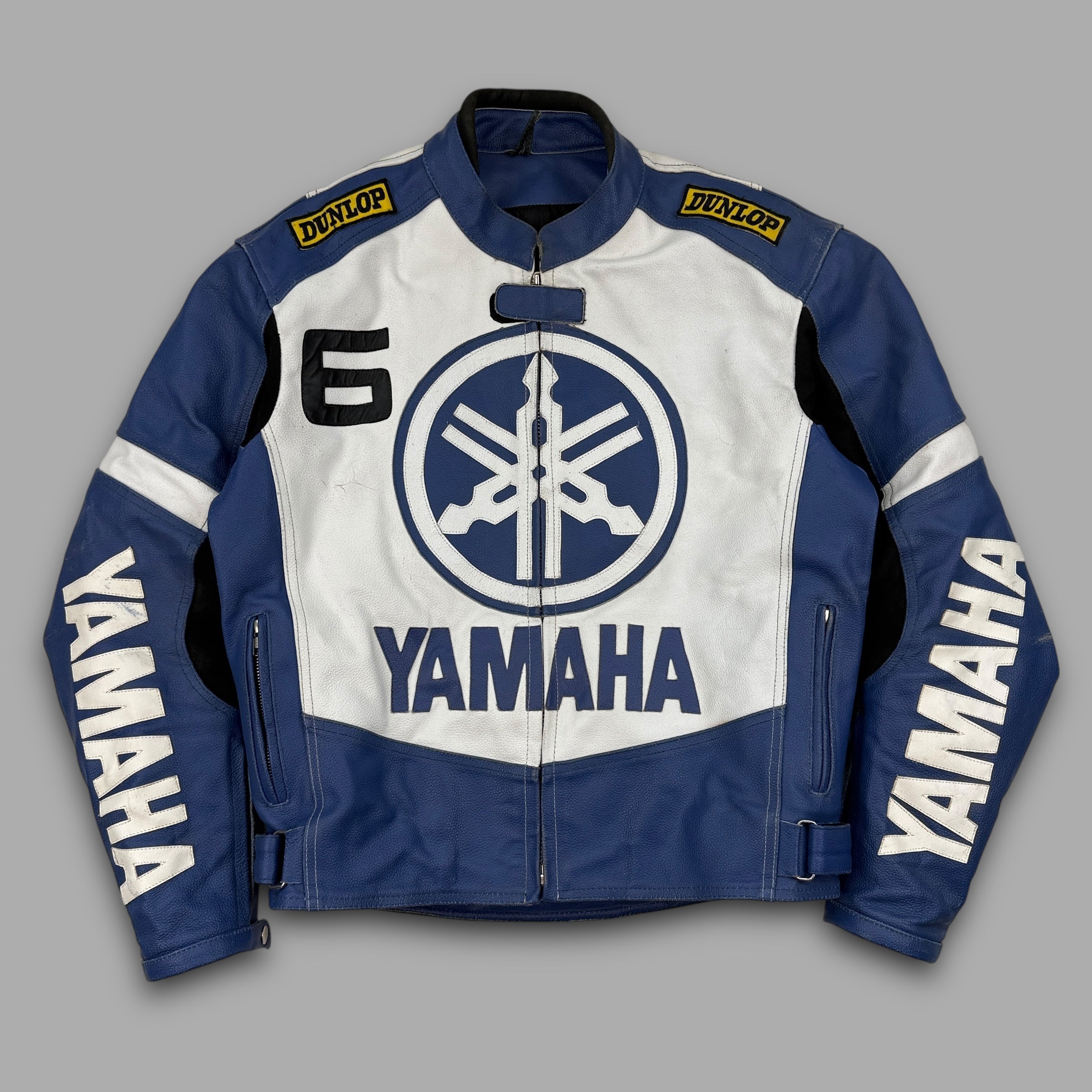 Yamaha 2000's leather padded full-zip biker racing jacket (M-L)