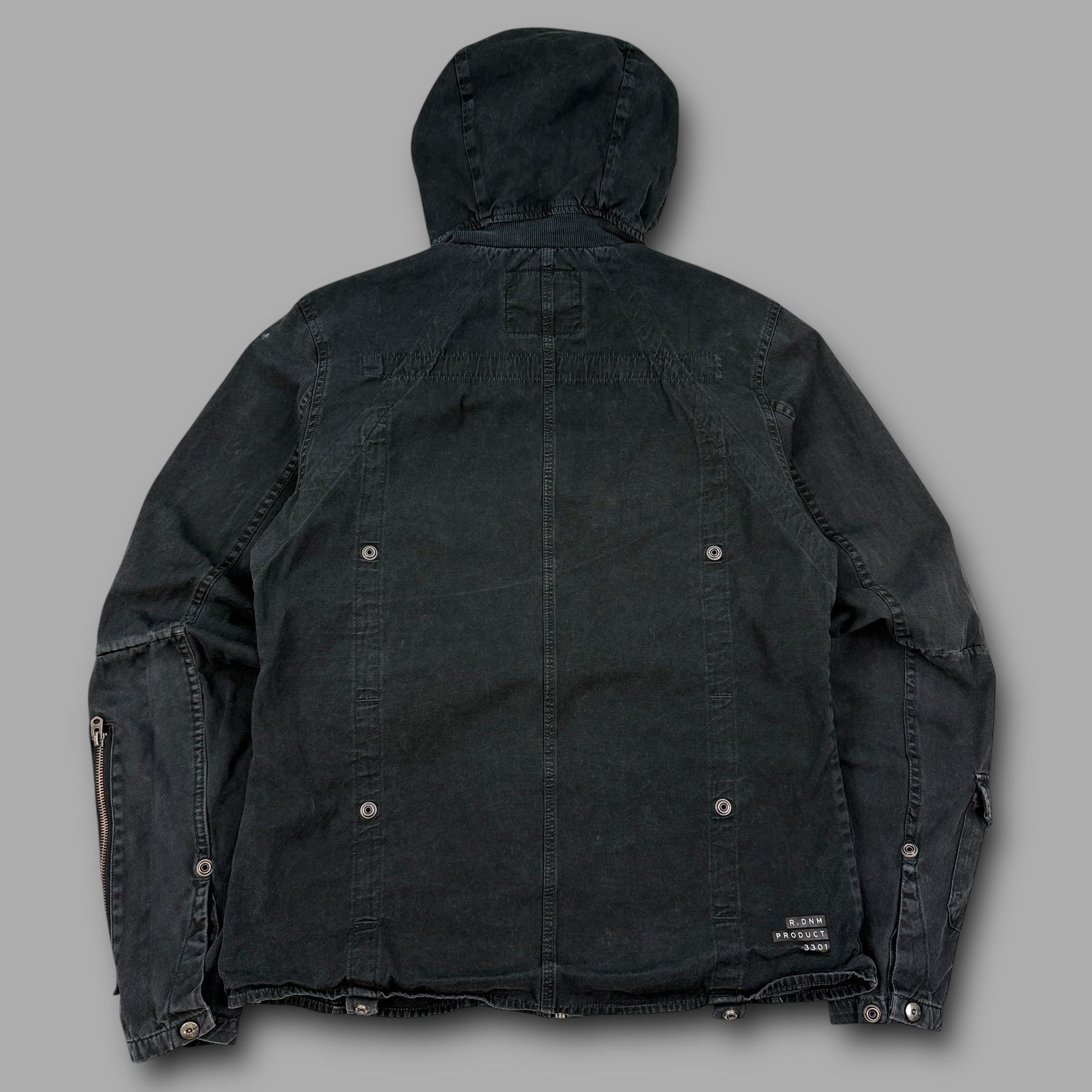 Gstar RAW 2000's technical multi-pocket hooded military jacket (L)