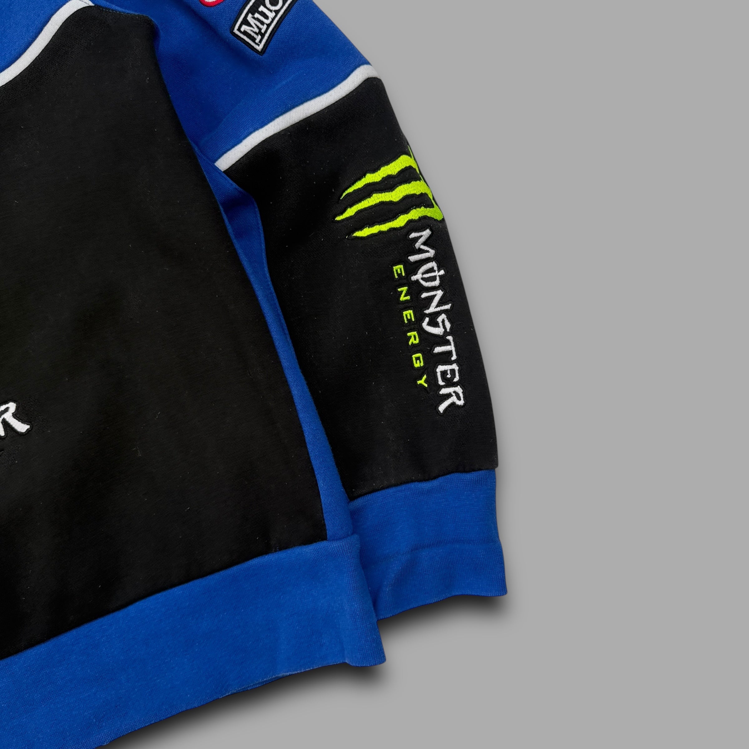 Yamaha x monster 2000's embroidered spellout graphic fleece jacket (M)