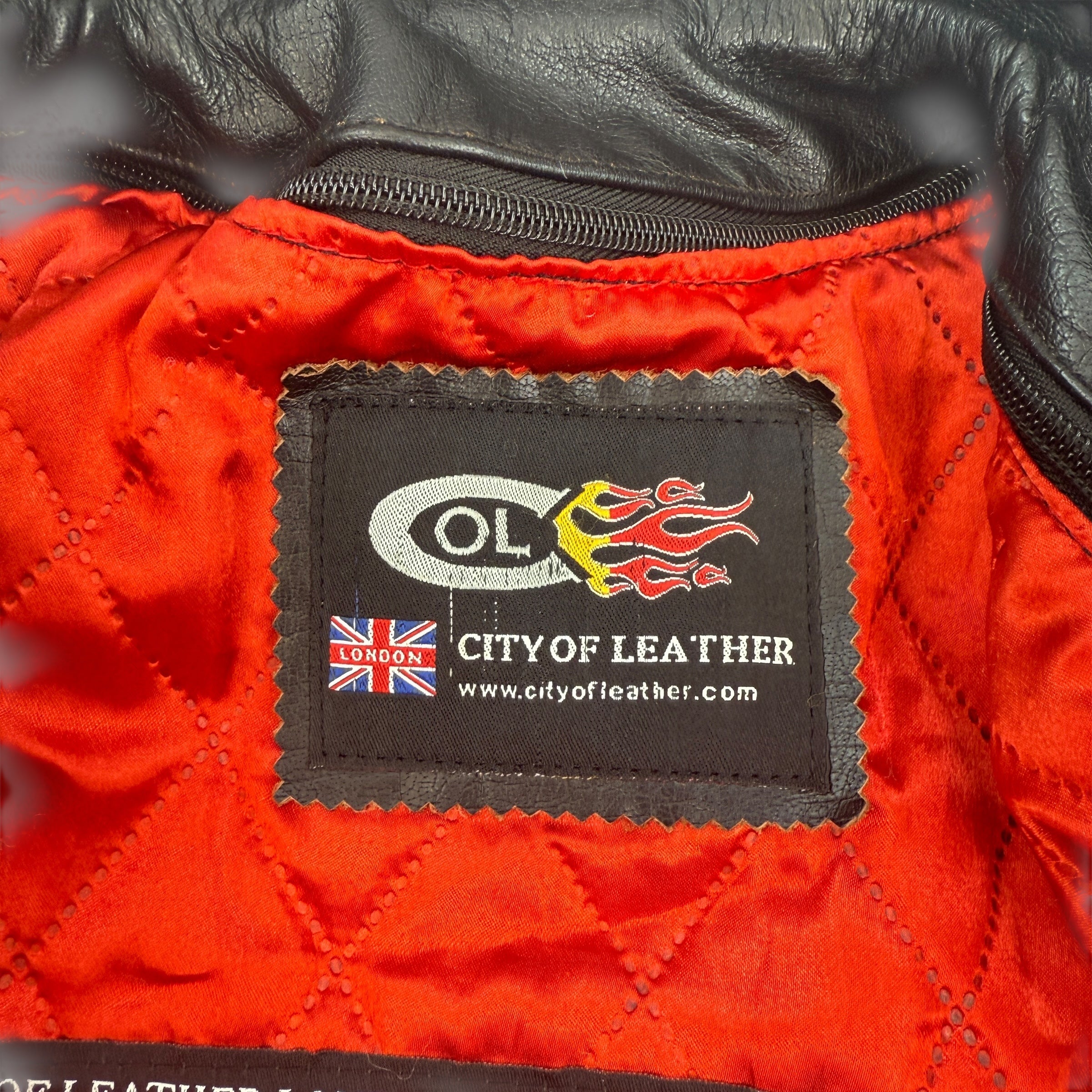 City of leather 'straight to hell' style leather biker jacket (L)