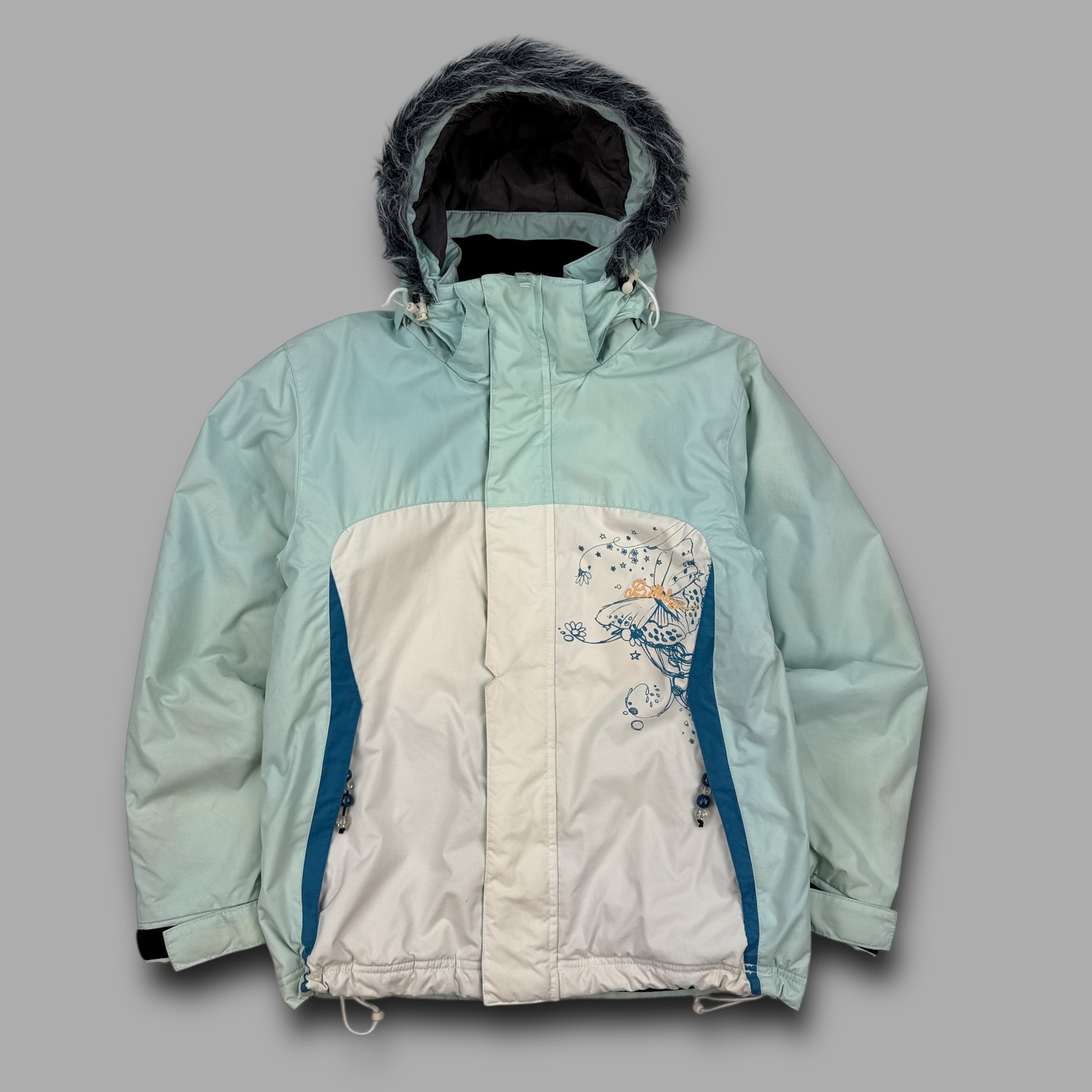 Billabong 2000's technical panelled fur hood ski jacket (XL) wms