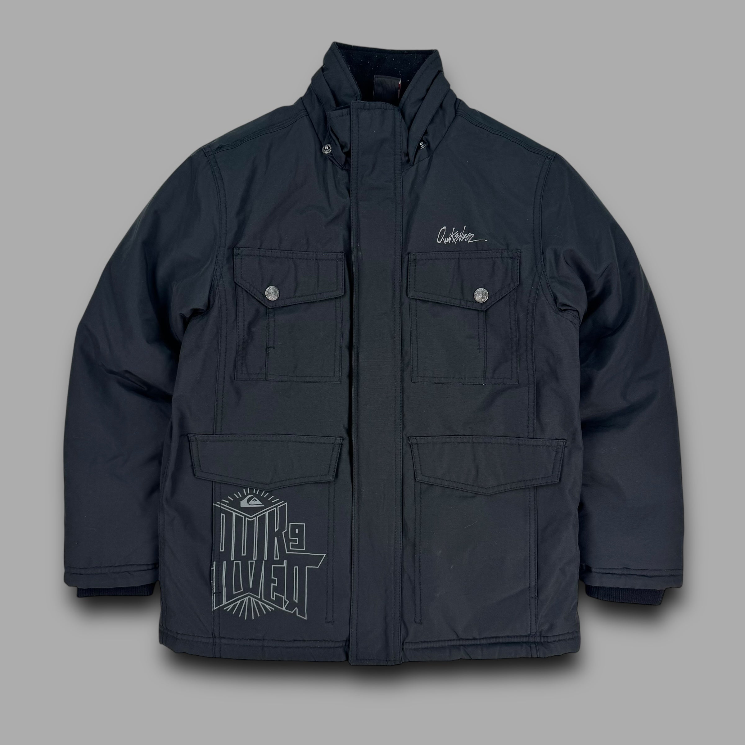 Quiksilver 2000's technical multi pocket fur hood shell jacket (L) wms