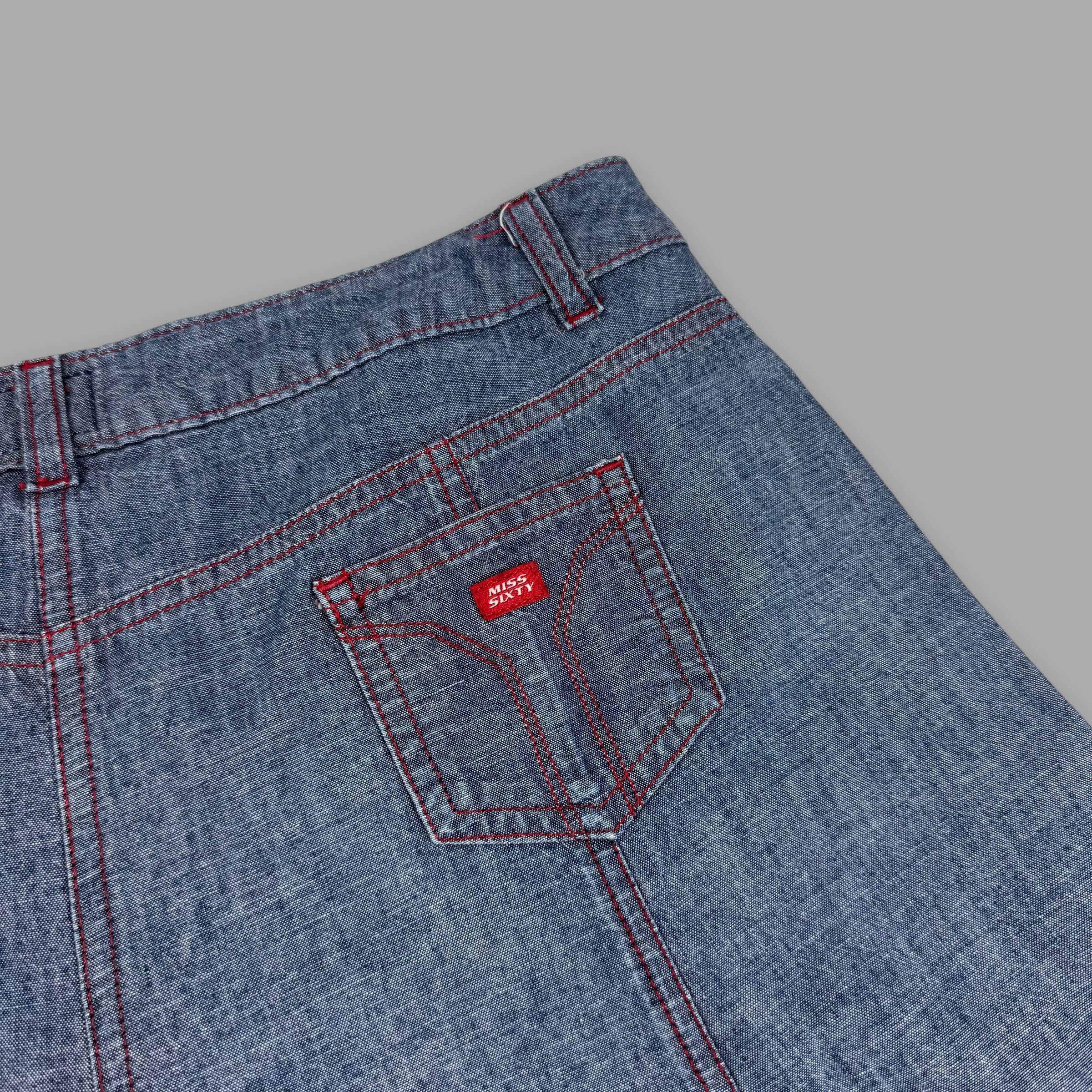 Miss sixty 2000's contrast stitch pleated denim skirt (L) wms