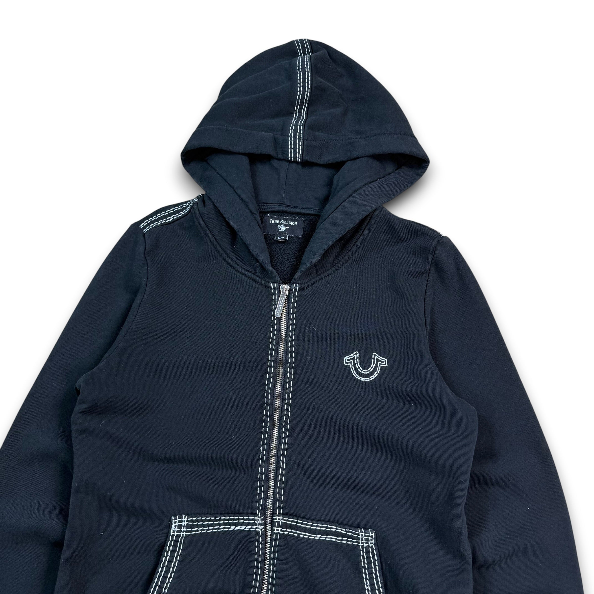 True religion 2000's double stitch zip up fitted hoodie (S)