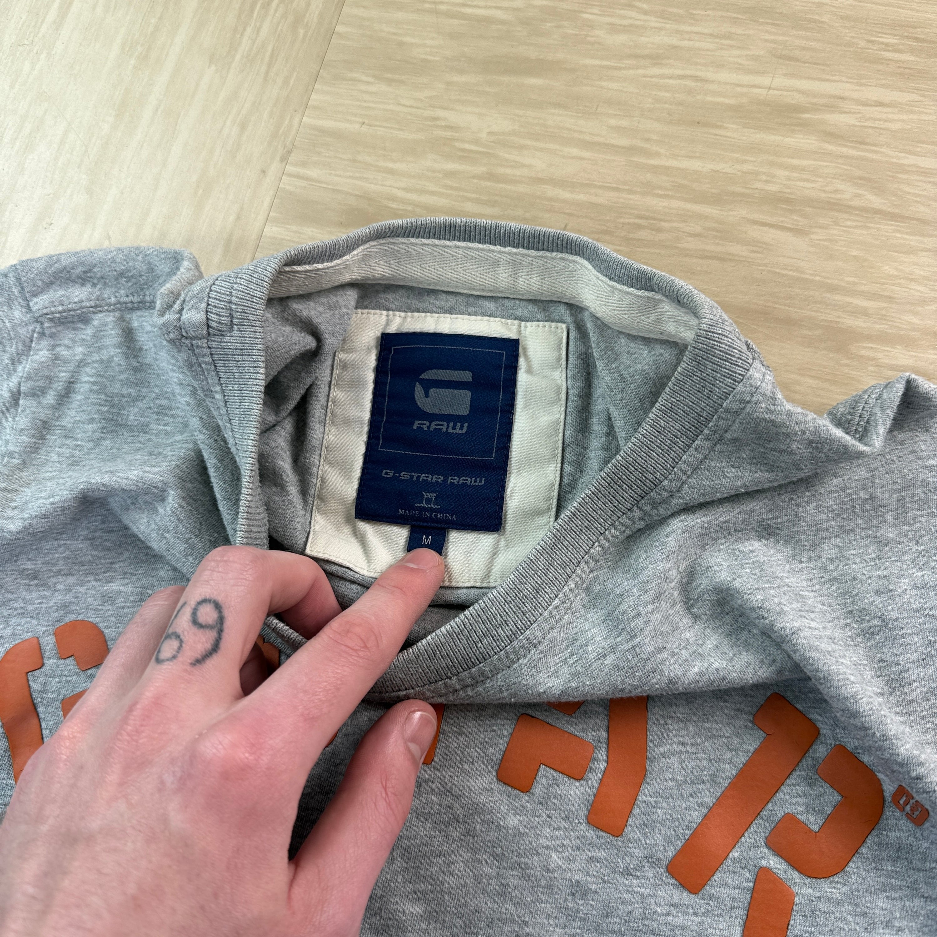 Gstar raw 2000's puff print spellout muscle fit tee (S)