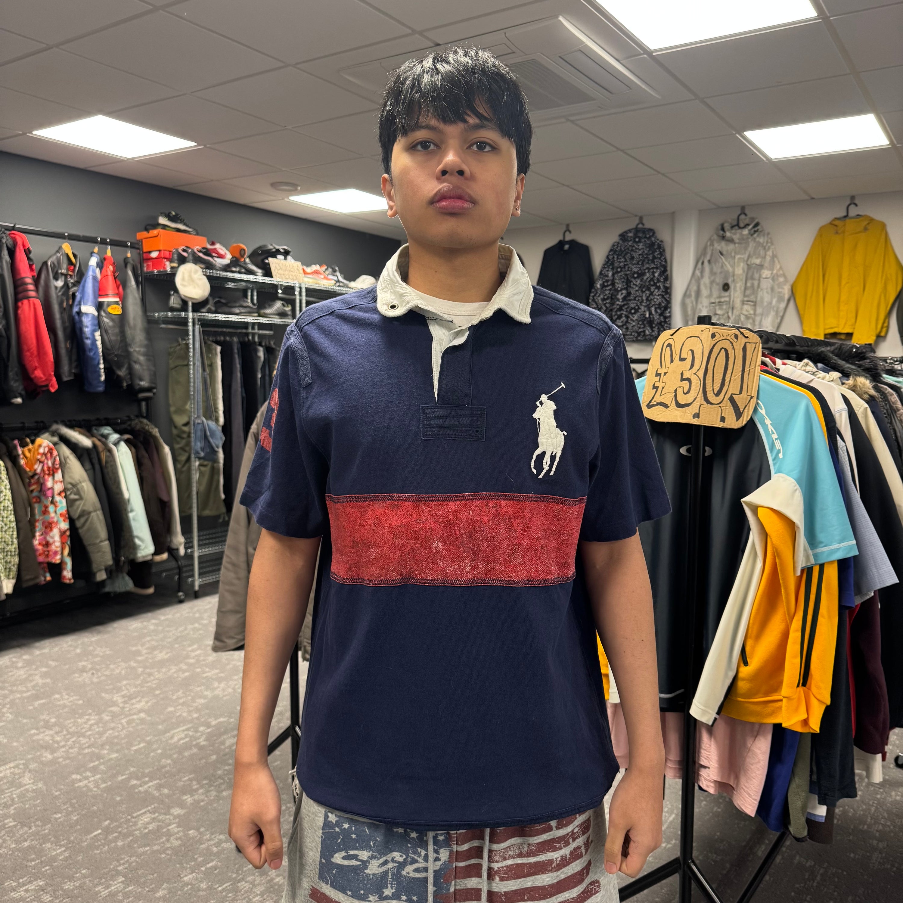 Ralph Lauren 2000's embroidered big pony rugby polo shirt (L)