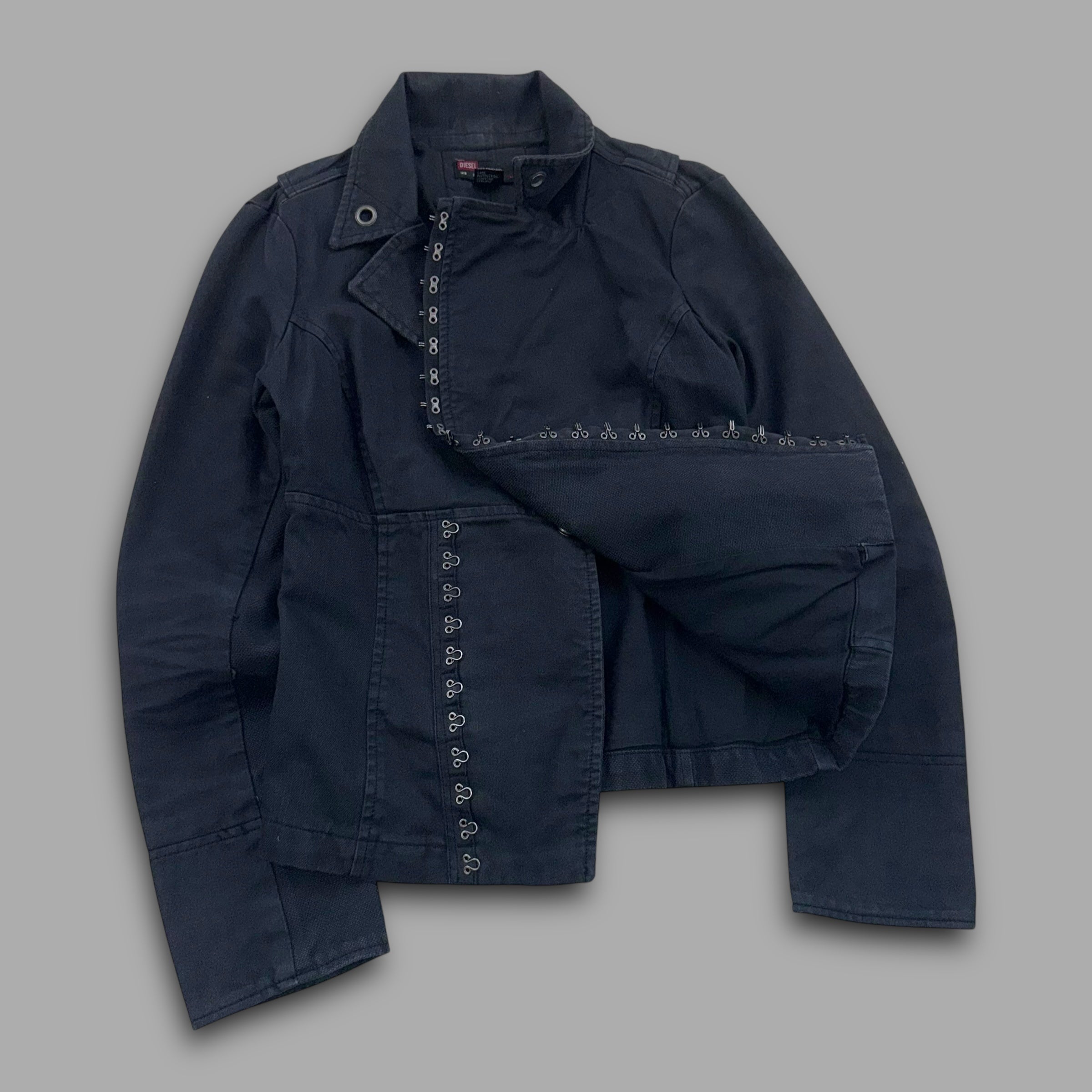 Diesel 2000's technical asymmetrical metal closure nylon jacket (S) wms