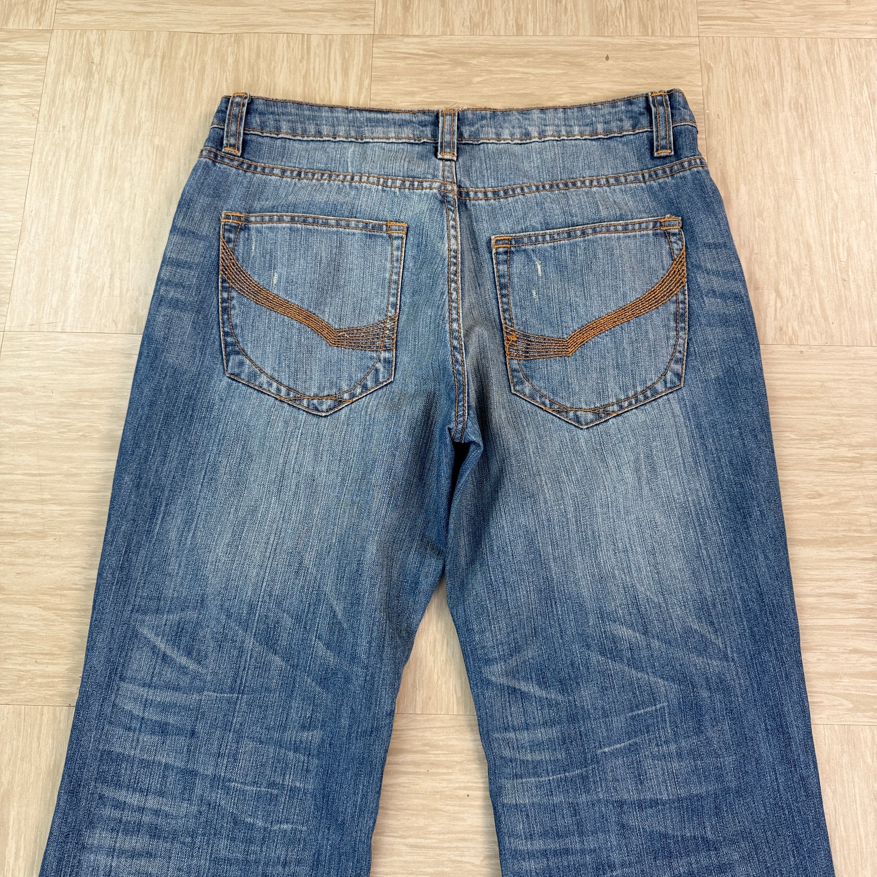 New look 2000's vintage baggy denim bootcut jeans (S)