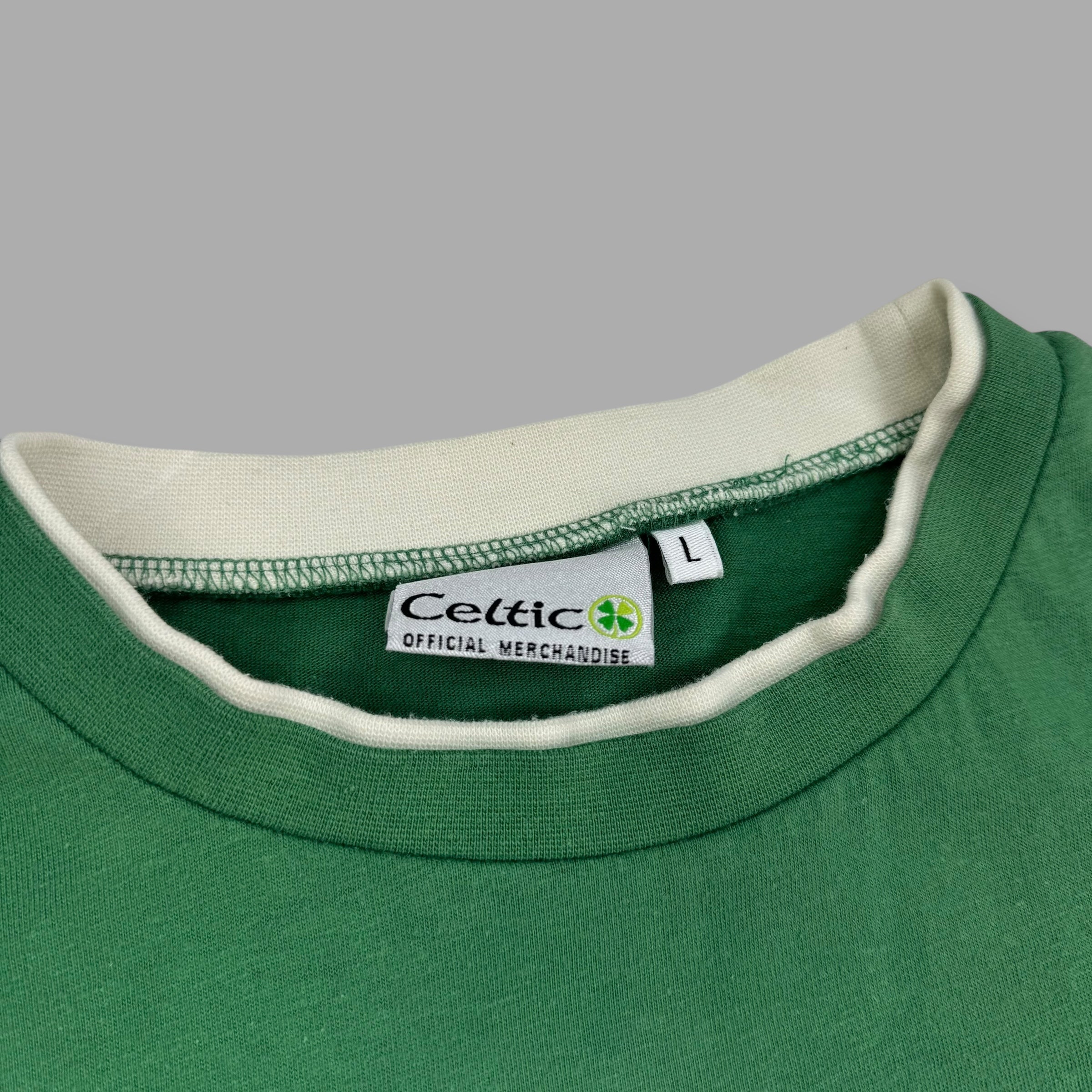 Celtic football 2000's graphic embroidered spellout tee (L)