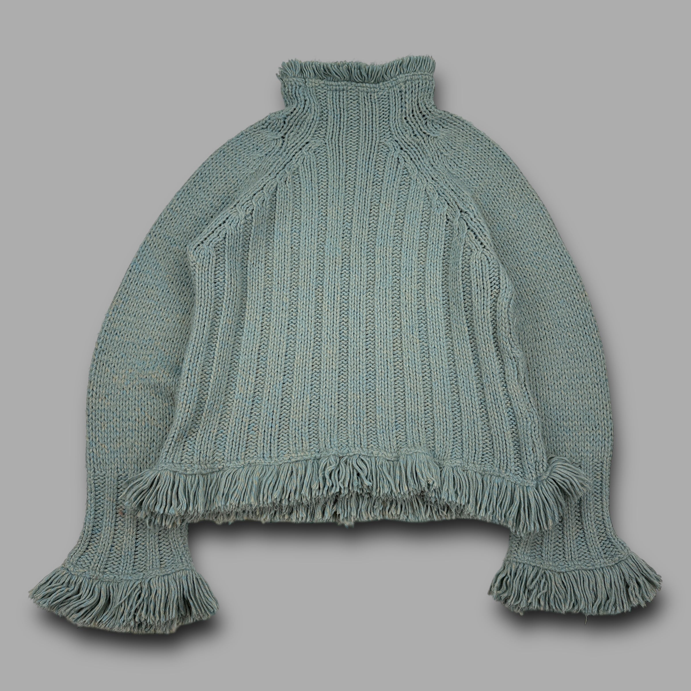 Animal 2000's knitted jumper with fringe hem neck and cuffs (L) wms