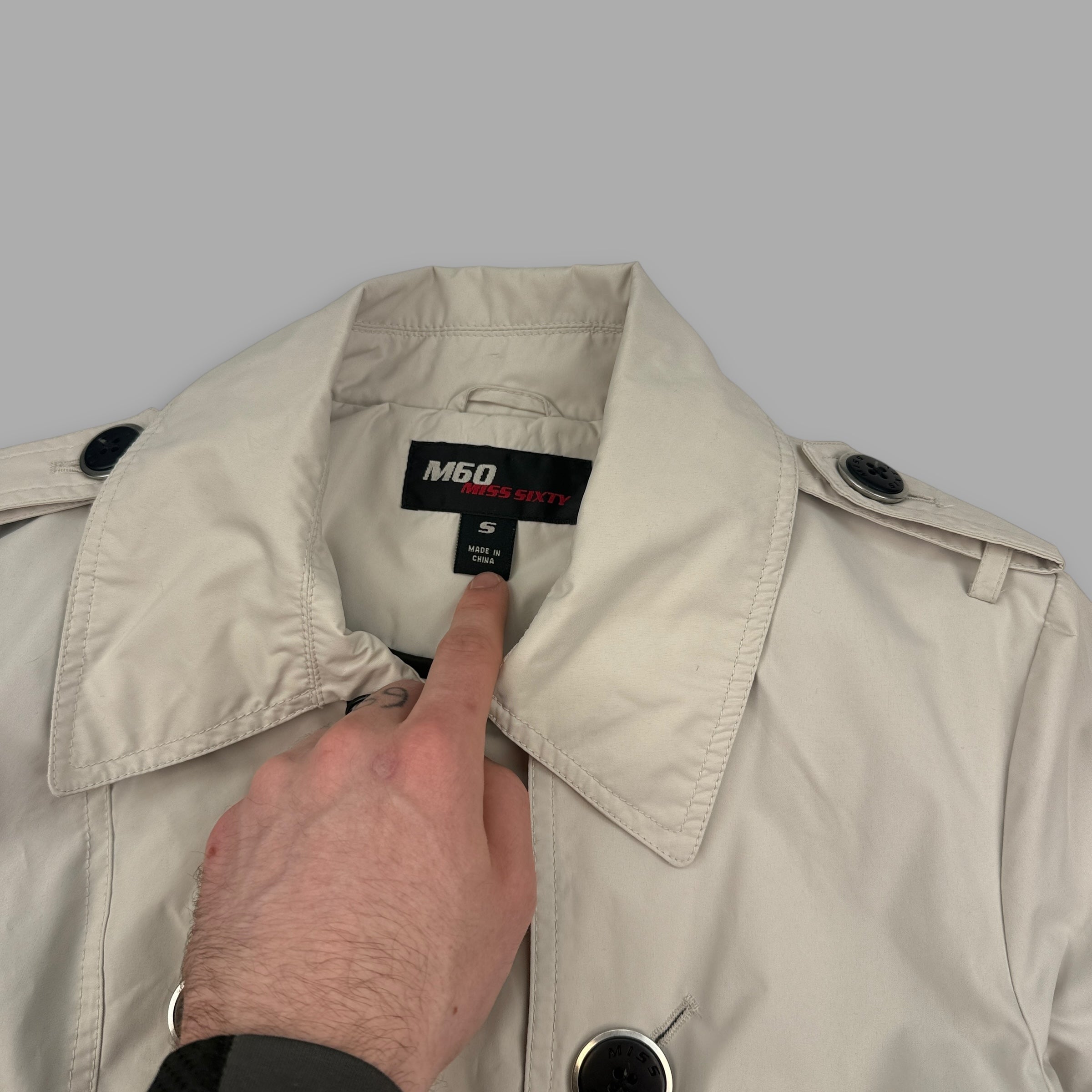 Miss sixty 2000's technical asymmetrical zip softshell trench coat (S) wms