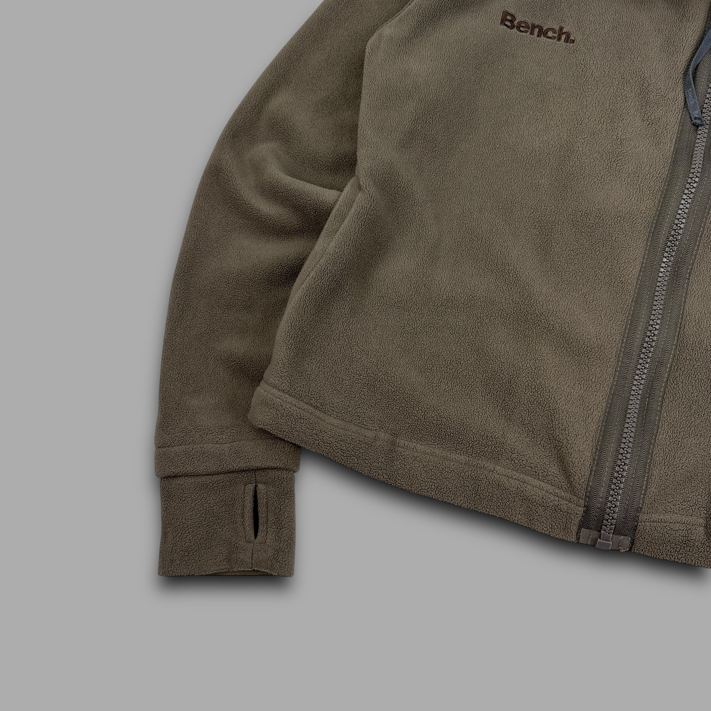 Bench 2000's technical asymmetrical zip fur collar fleece jacket (L) wms
