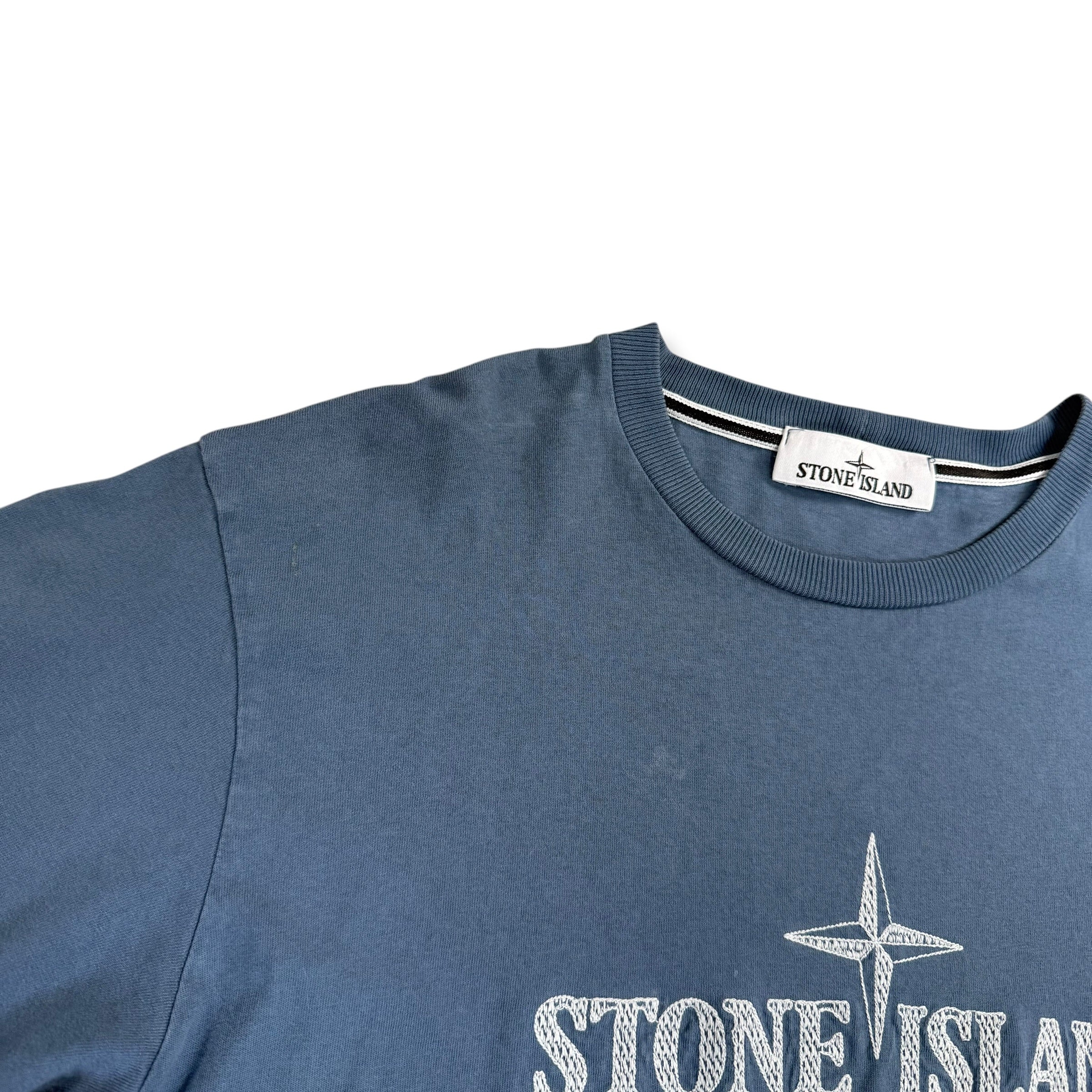 Stone island graphic embroidered spellout tee (S)