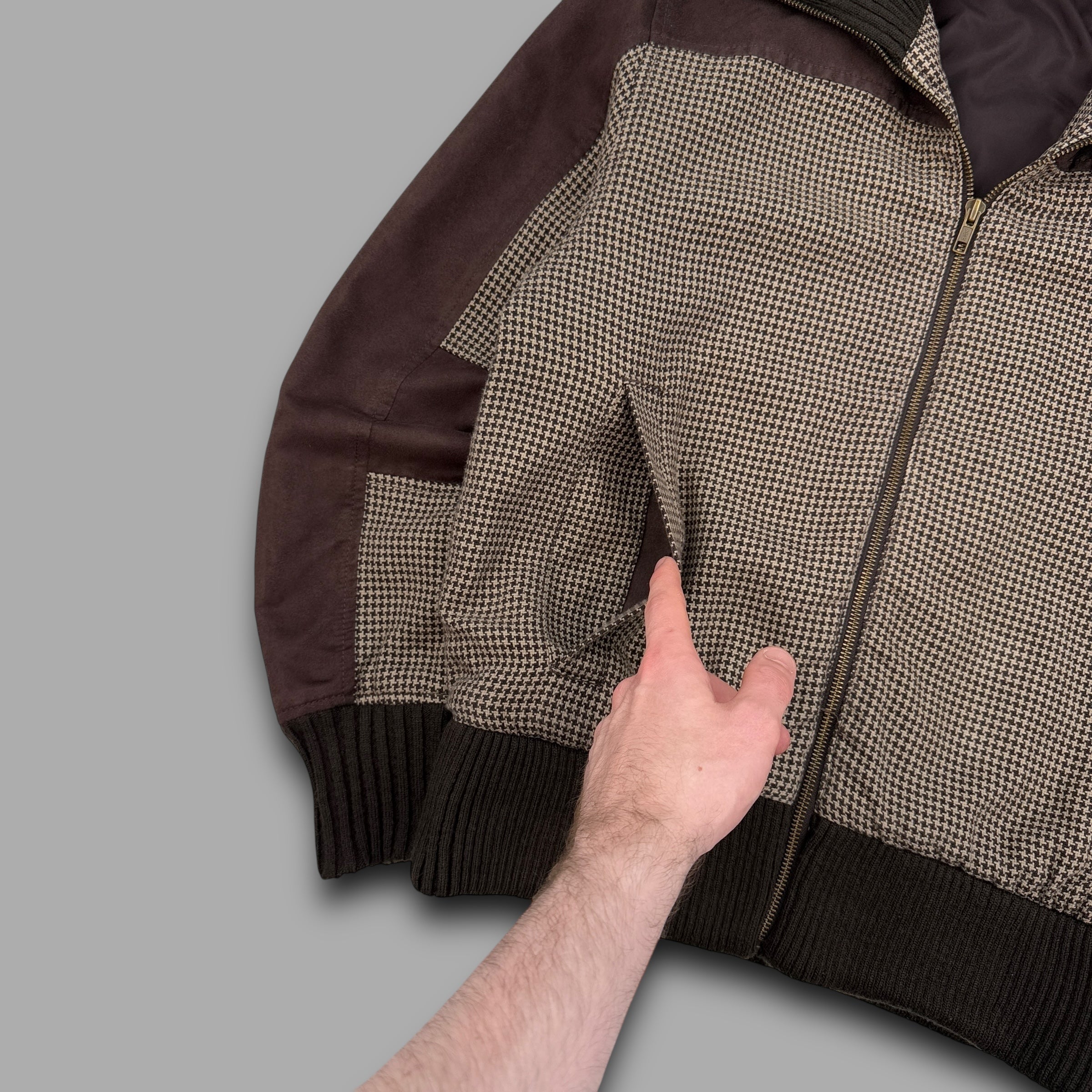 Puma 2000's plaid funnel neck zip up track jacket (S)