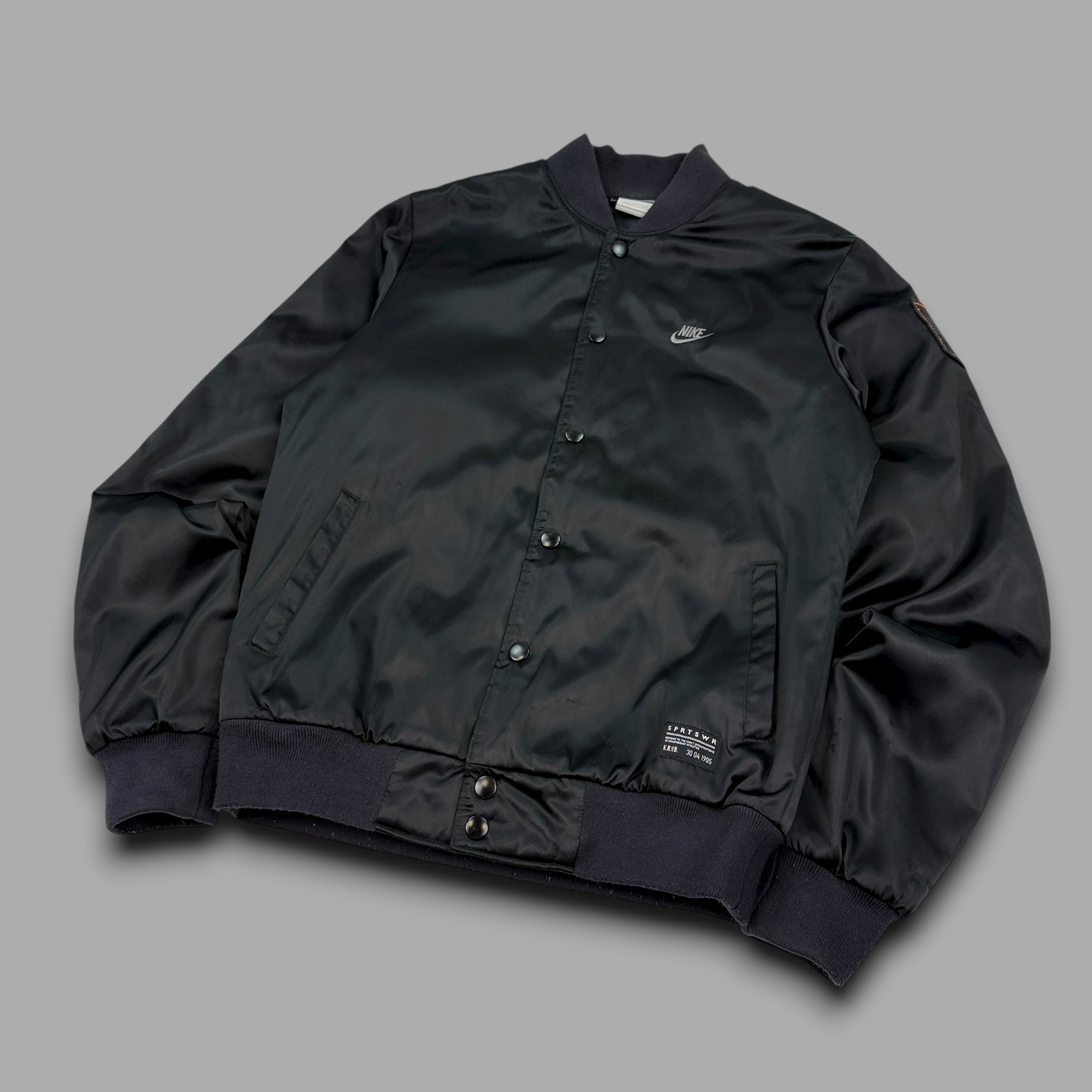 Nike 2000's button up satin cropped bomber jacket (S)