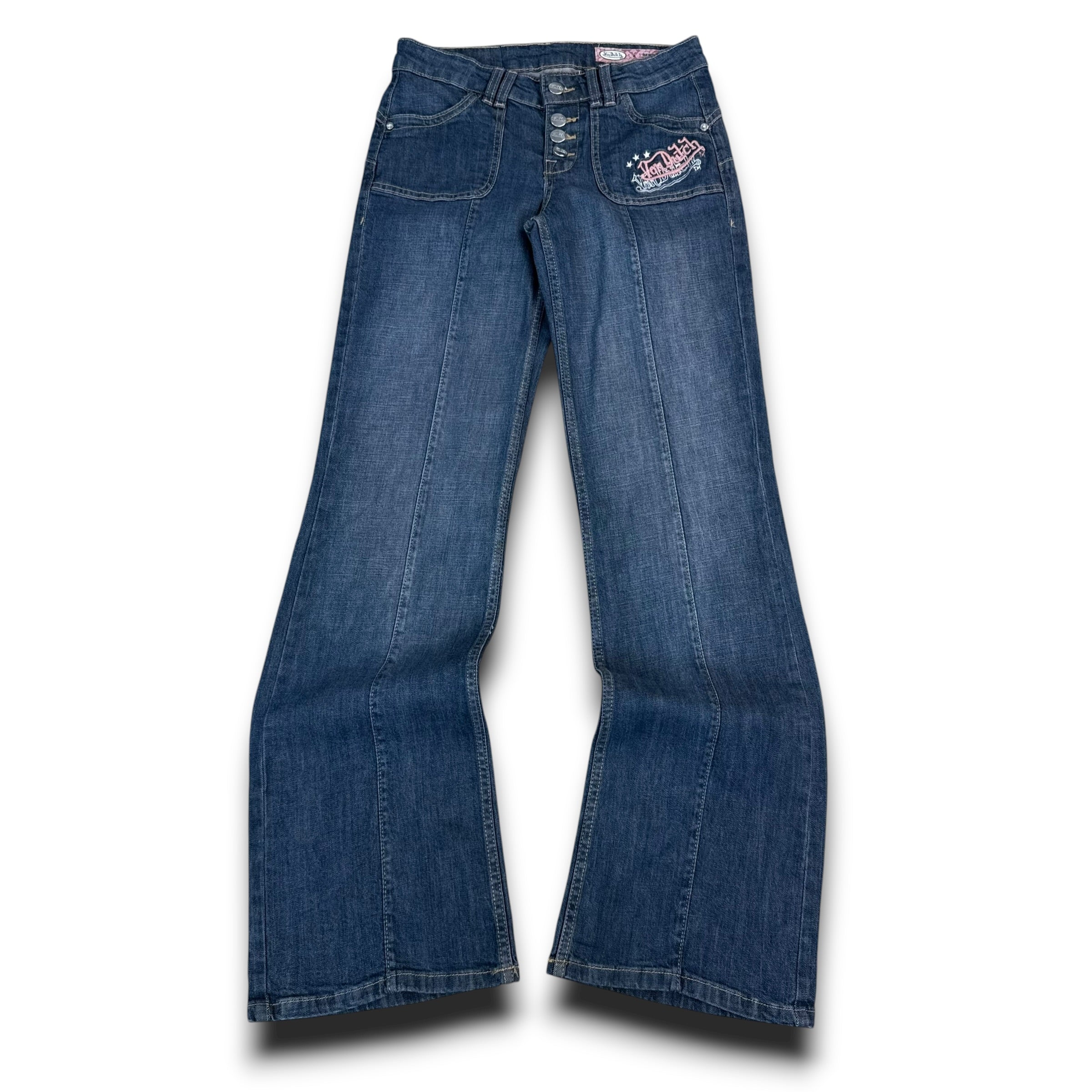 Von Dutch x Bershka graphic relaxed denim bootcut jeans (M) wms