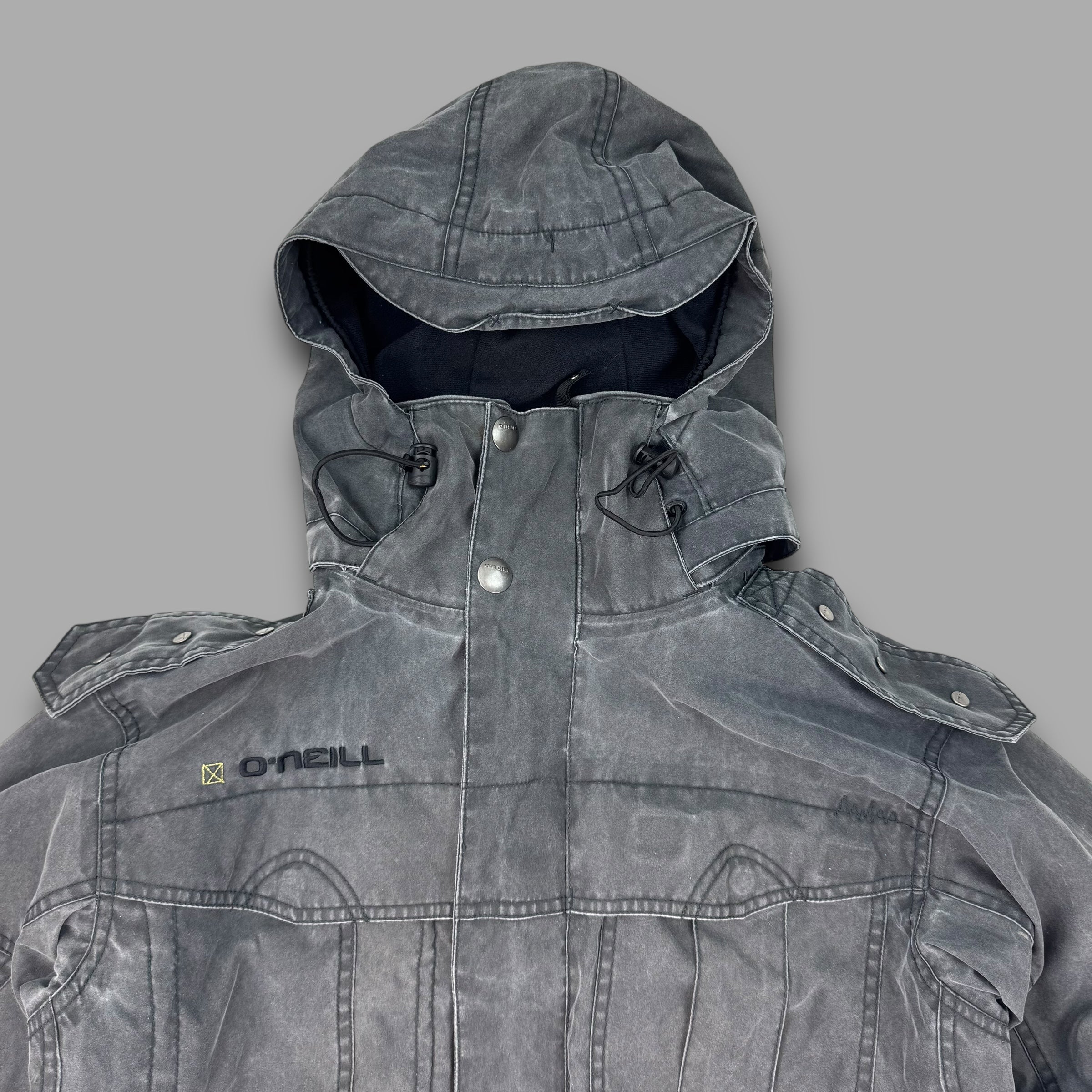 O'niell 2000's technical stone washed contrast stitch multi-pocket ski jacket (L)