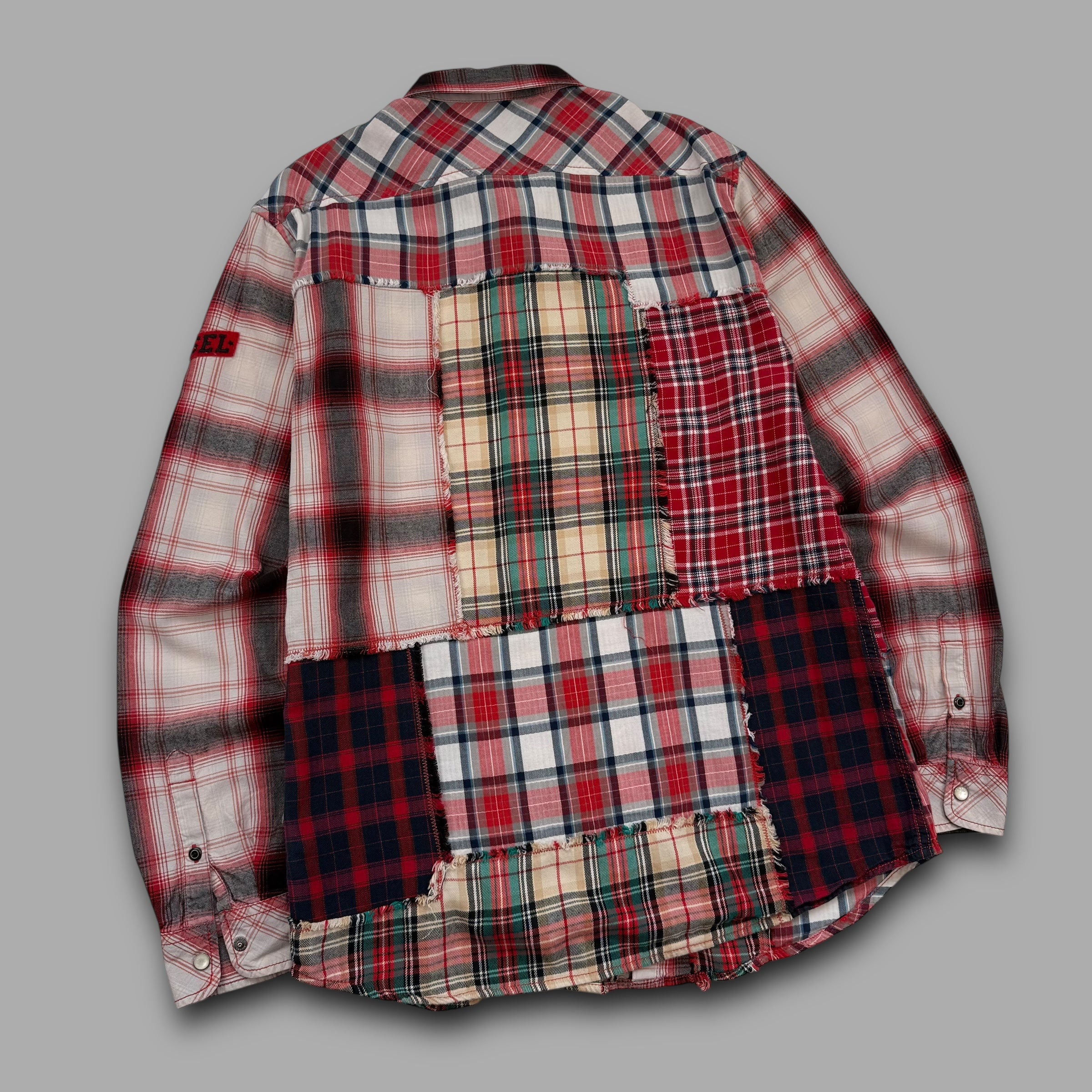 Diesel 2000's plaid patchwork button up shirt (L)