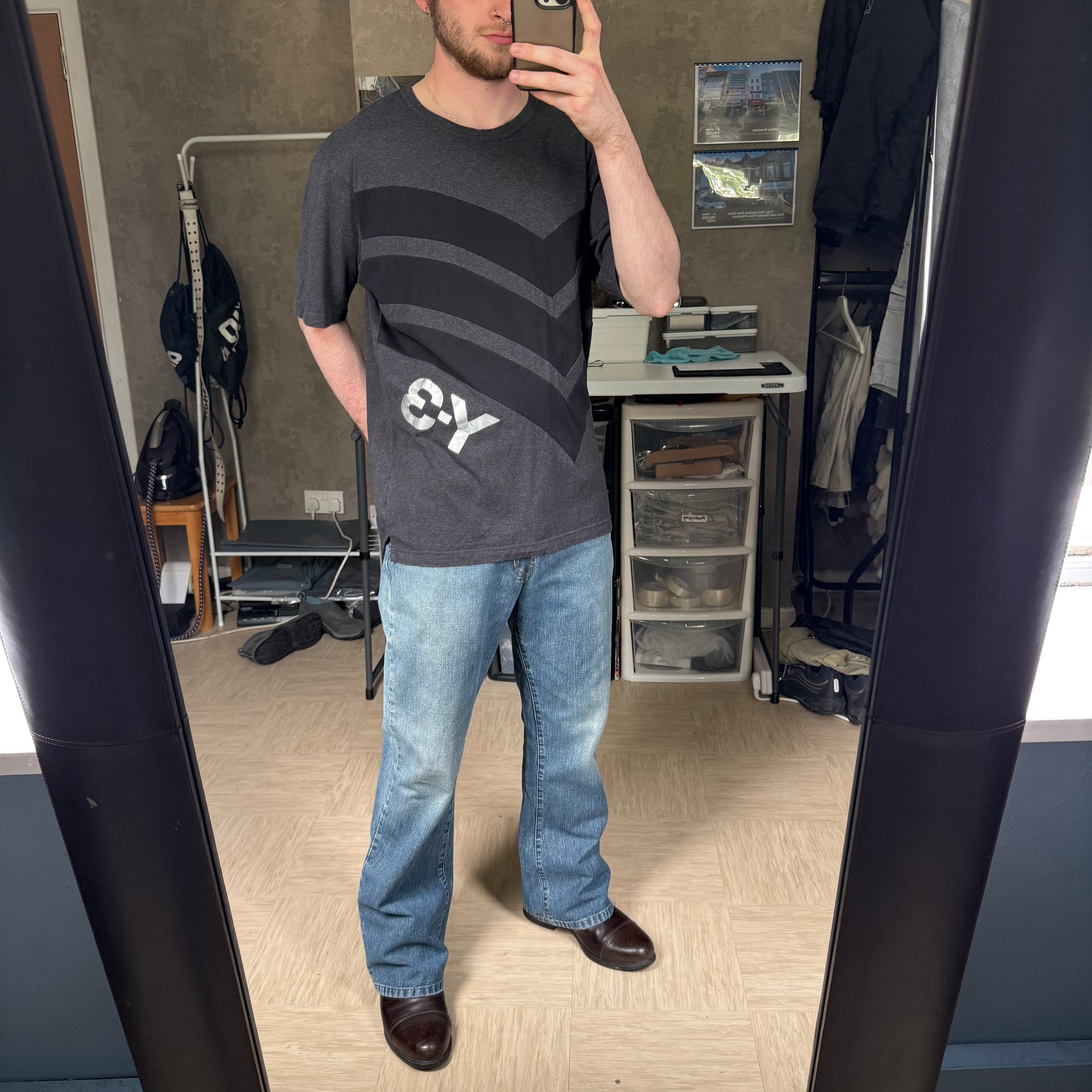Adidas x Yohji Yamamoto 2015 graphic panelled Y3 tshirt (XL)