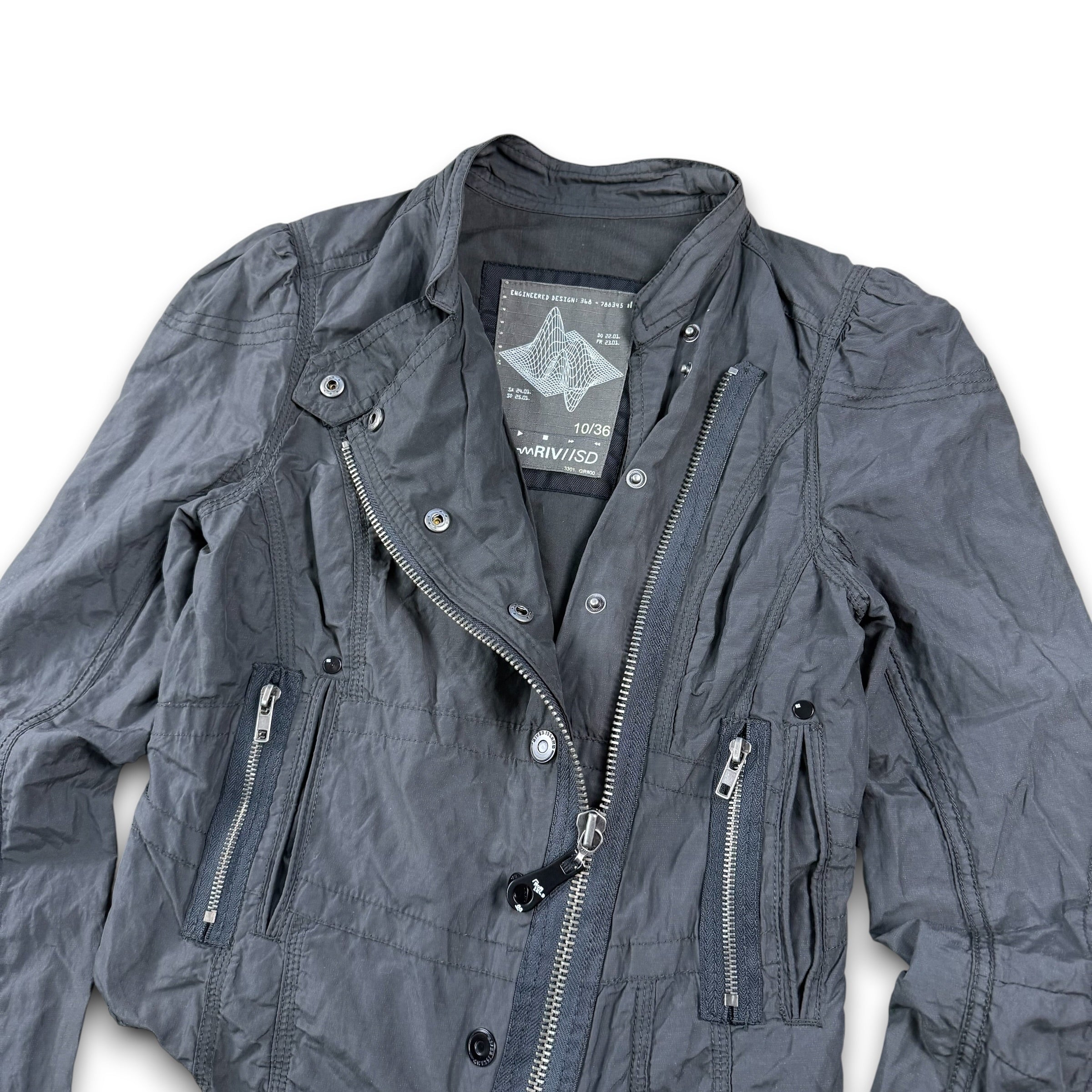 River island 2000's asymmetrical zip fitted nylon jacket (S) wms