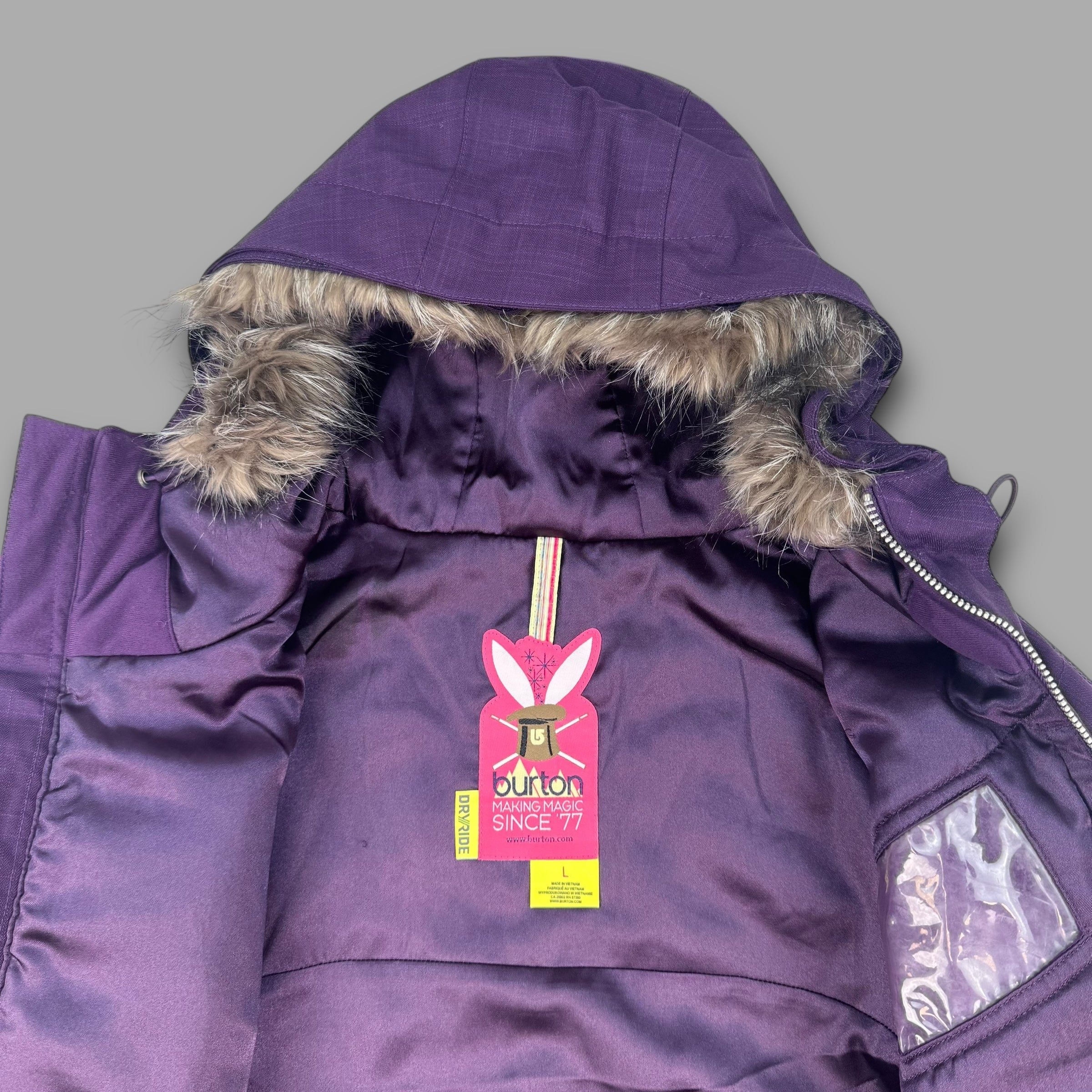 Burton 2000's technical multi-pocket fur hood softshell ski jacket (L) wms